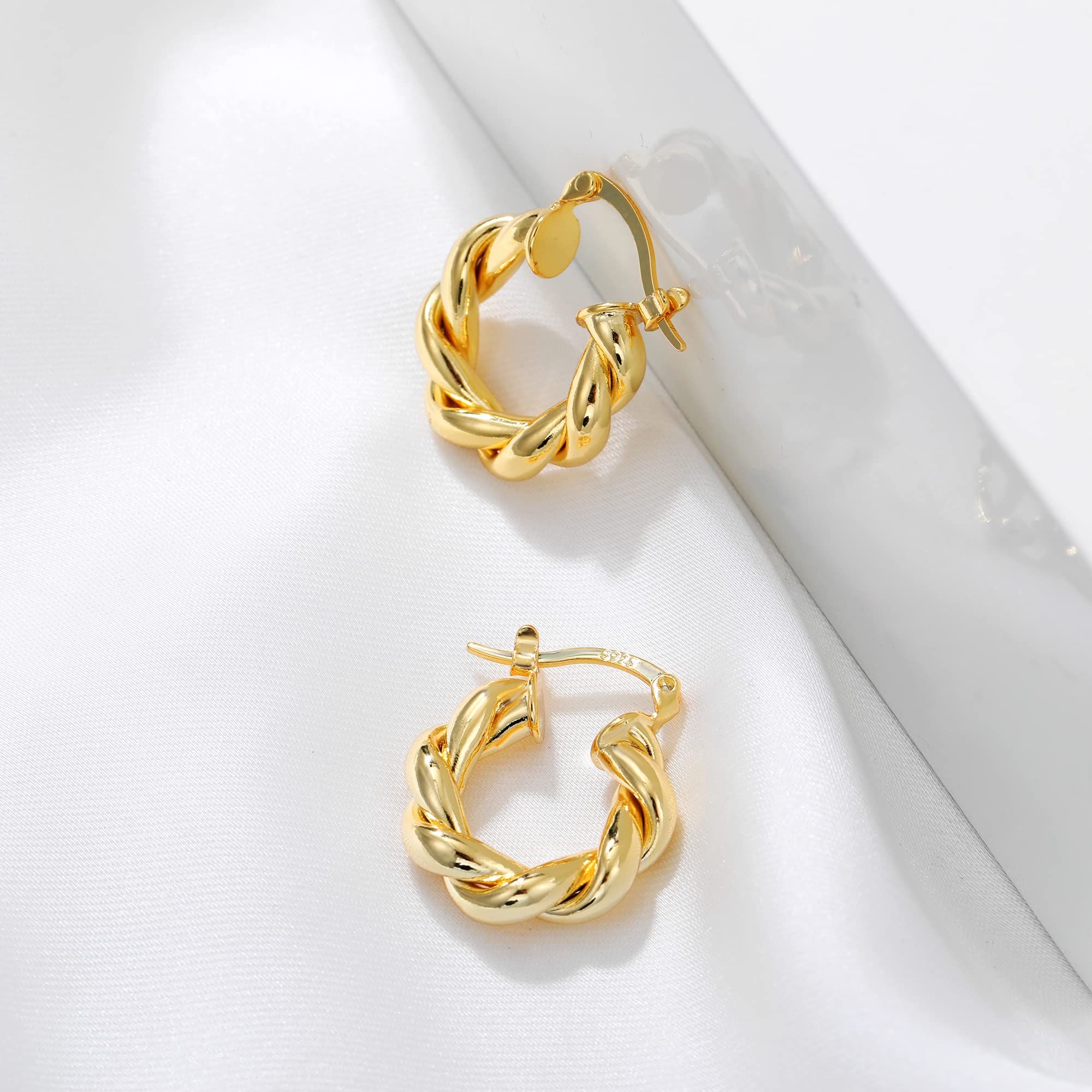 Twisted Gold Hoop Earrings for Women - Thick Chunky Hypoallergenic Vintage Twist Hoops - Perfect for Parties, Weddings & Everyday Wear