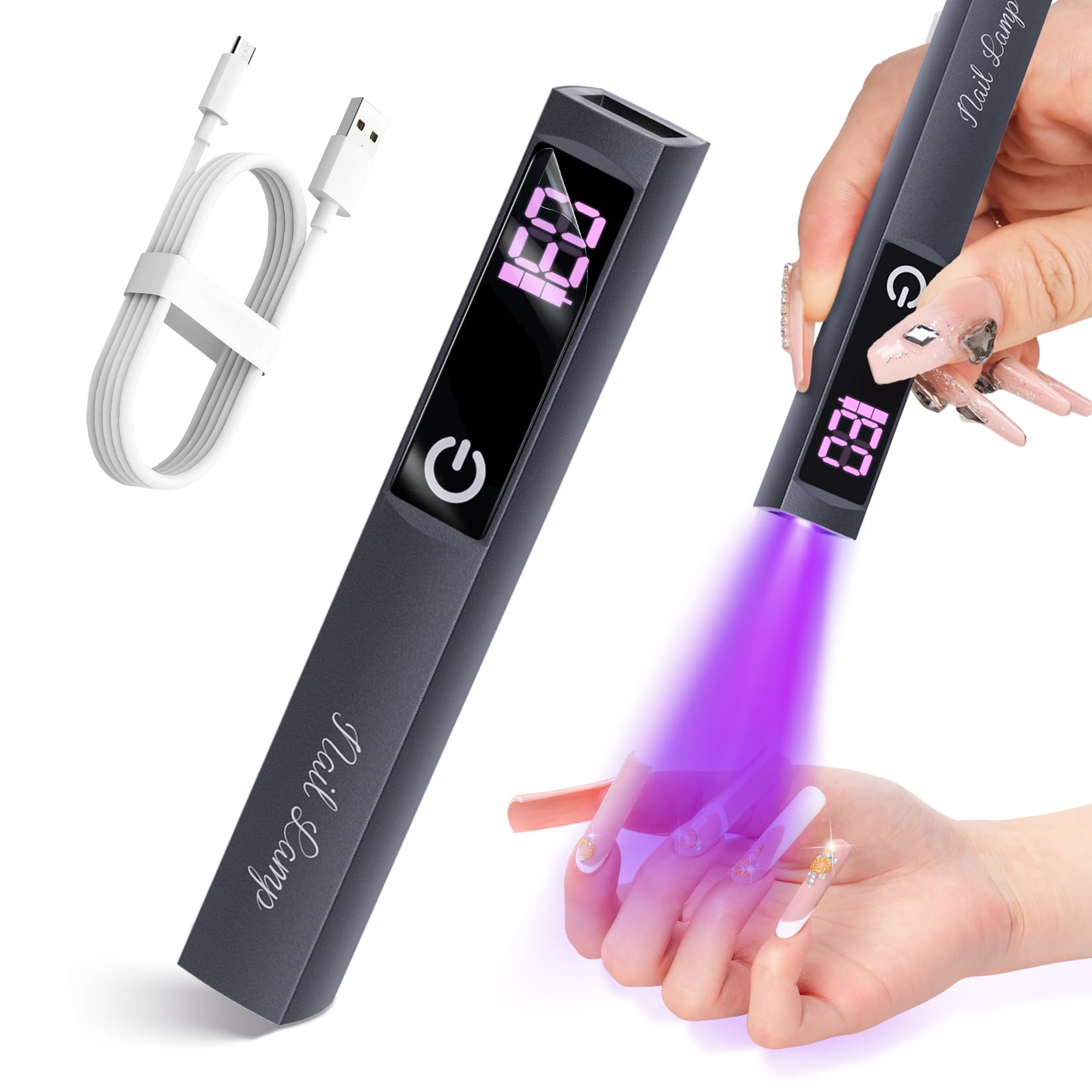 Mini UV Nail Lamp - 3W Rechargeable Nail Dryer for Fast Curing | Home & Travel Use