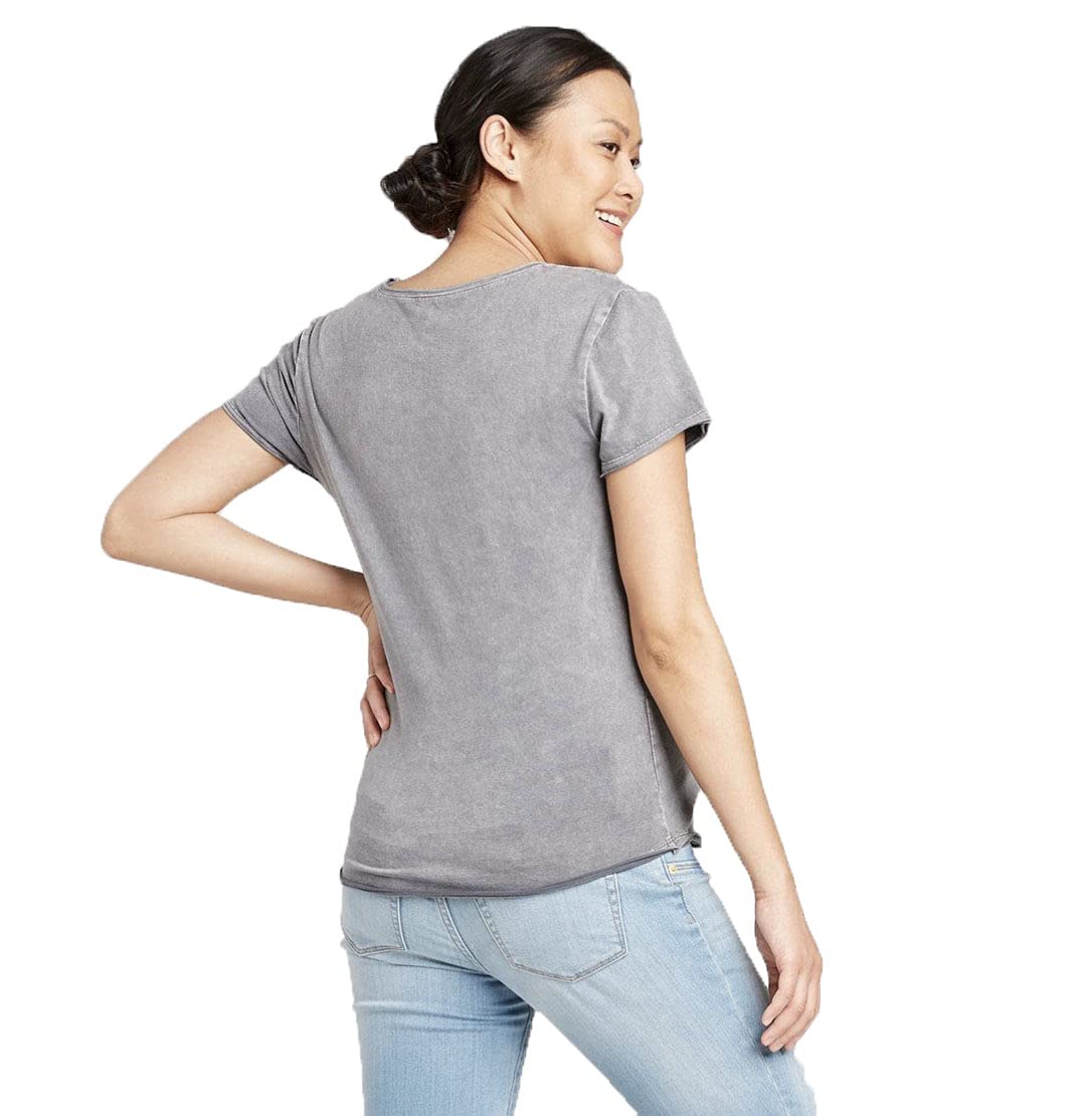 Isabel Maternity by Ingrid & Isabel Women's Maternity Short Sleeve Graphic T-Shirt - Soft Cotton Pregnancy Tee - Gray - Small | Perfect for Casual Wear, Baby Showers & Maternity Photos