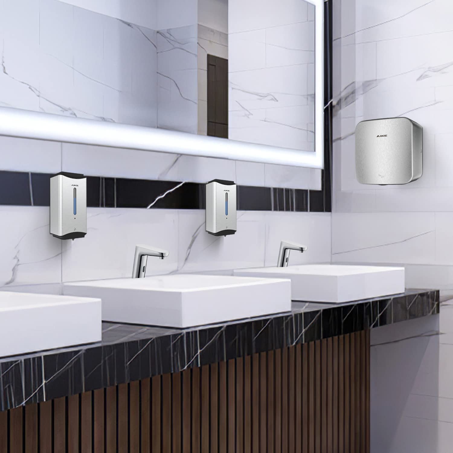AK2800C Heavy Duty Jet Cube High Speed Hand Dryer - 110V 1400W Commercial Bathroom Hand Dryer with Brushed Stainless Steel Cover | Ideal for Restaurants, Hospitals, Schools & Public Restrooms