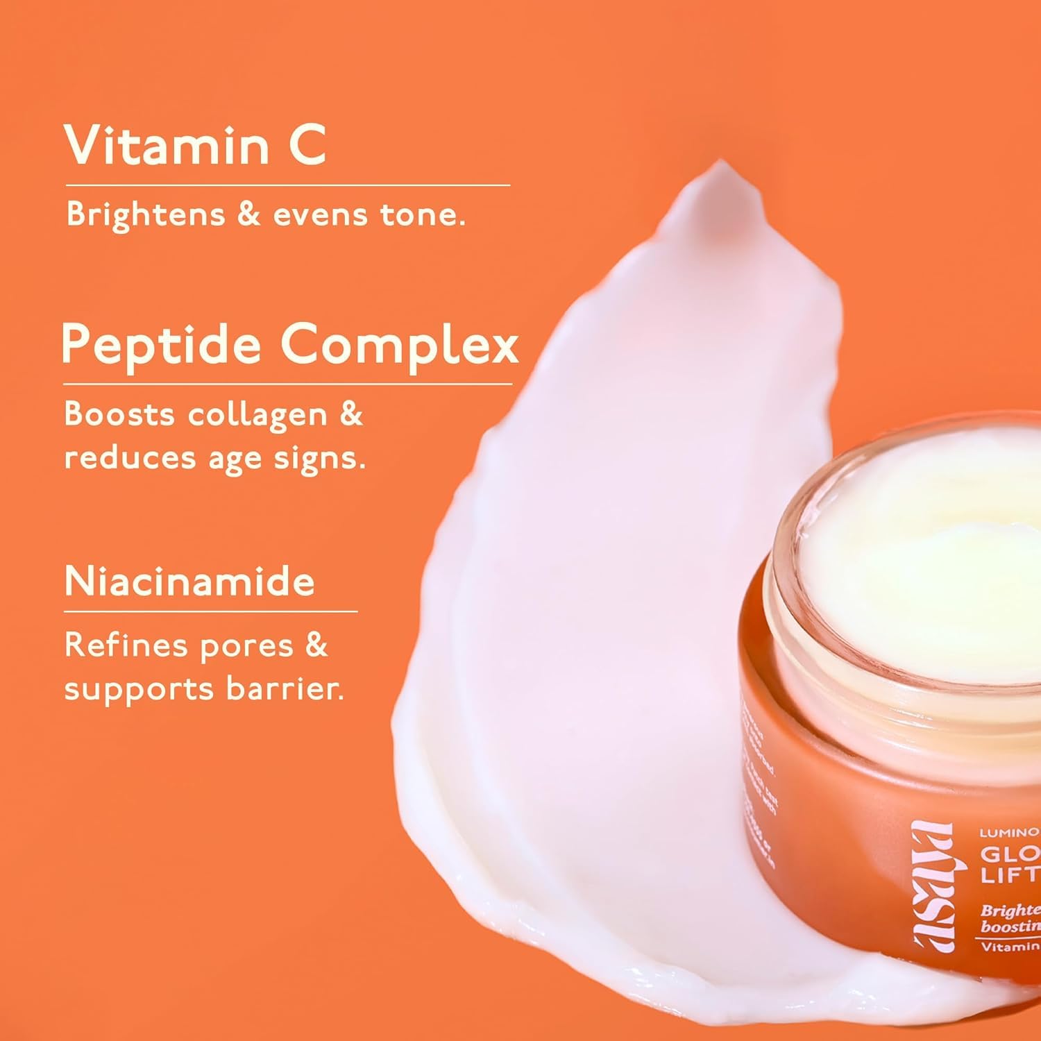 Asa...ya Vitamin C Moisturizer with Niacinamide & Peptides | Hydrating Face Cream for Glowing Skin | Barrier Repair & Even Skin Tone | Collagen Boosting Moisturizer | 50g (1.69 fl oz) Pack of 2 | Perfect for Daily Skincare Routine & Anti-Aging Care