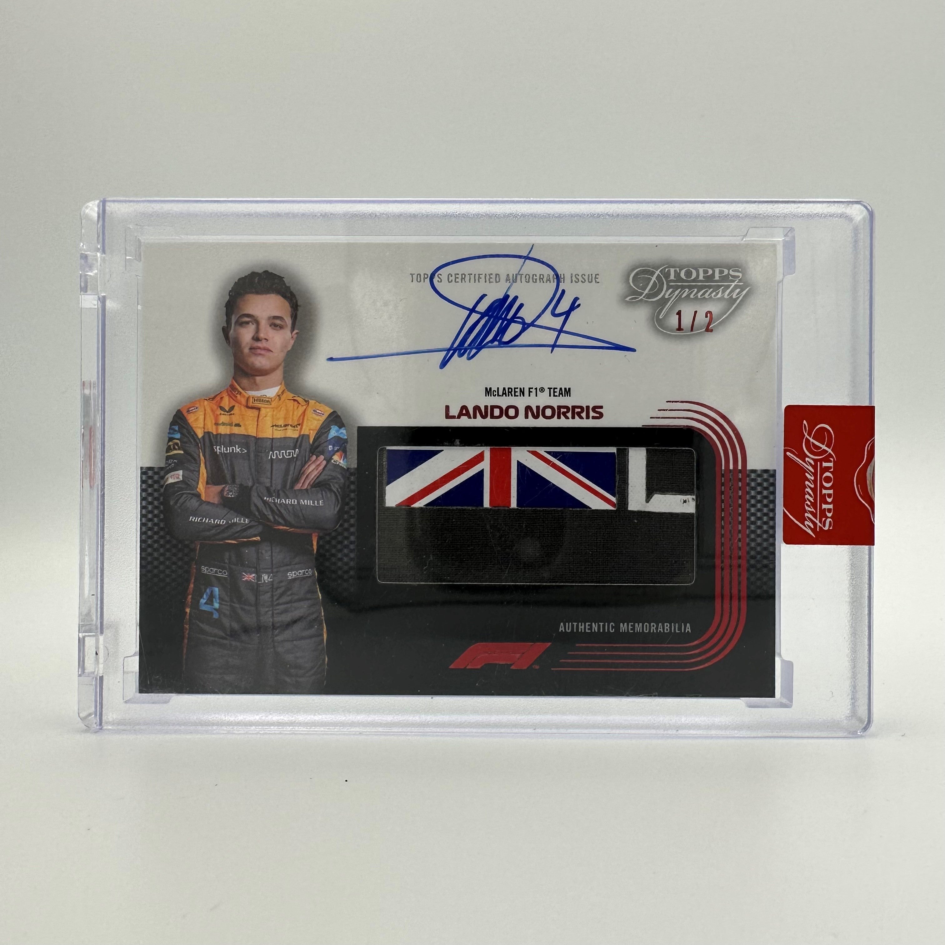 1/2 Lando Norris 2022 Topps Dynasty Union Jack Patch - Rare F1 Racing Collectible Card for Fans & Memorabilia Enthusiasts - Perfect for Display, Trading, and Sports Collections