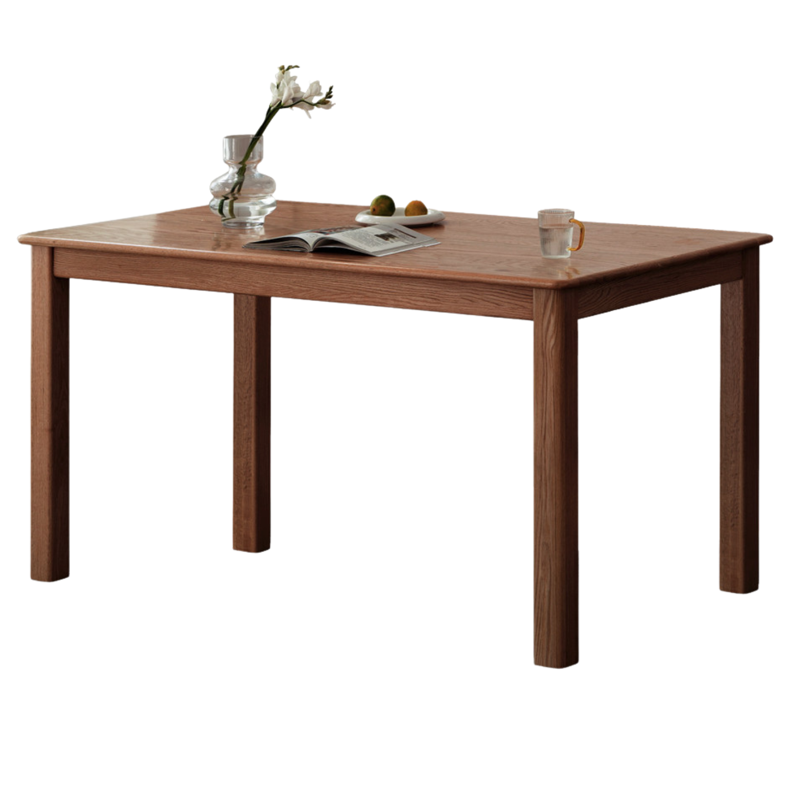 Solid Oak Wood Modern Dining Table - 6 Seater Rustic Farmhouse Style for Kitchen & Dining Room - Perfect for Family Gatherings & Dinner Parties