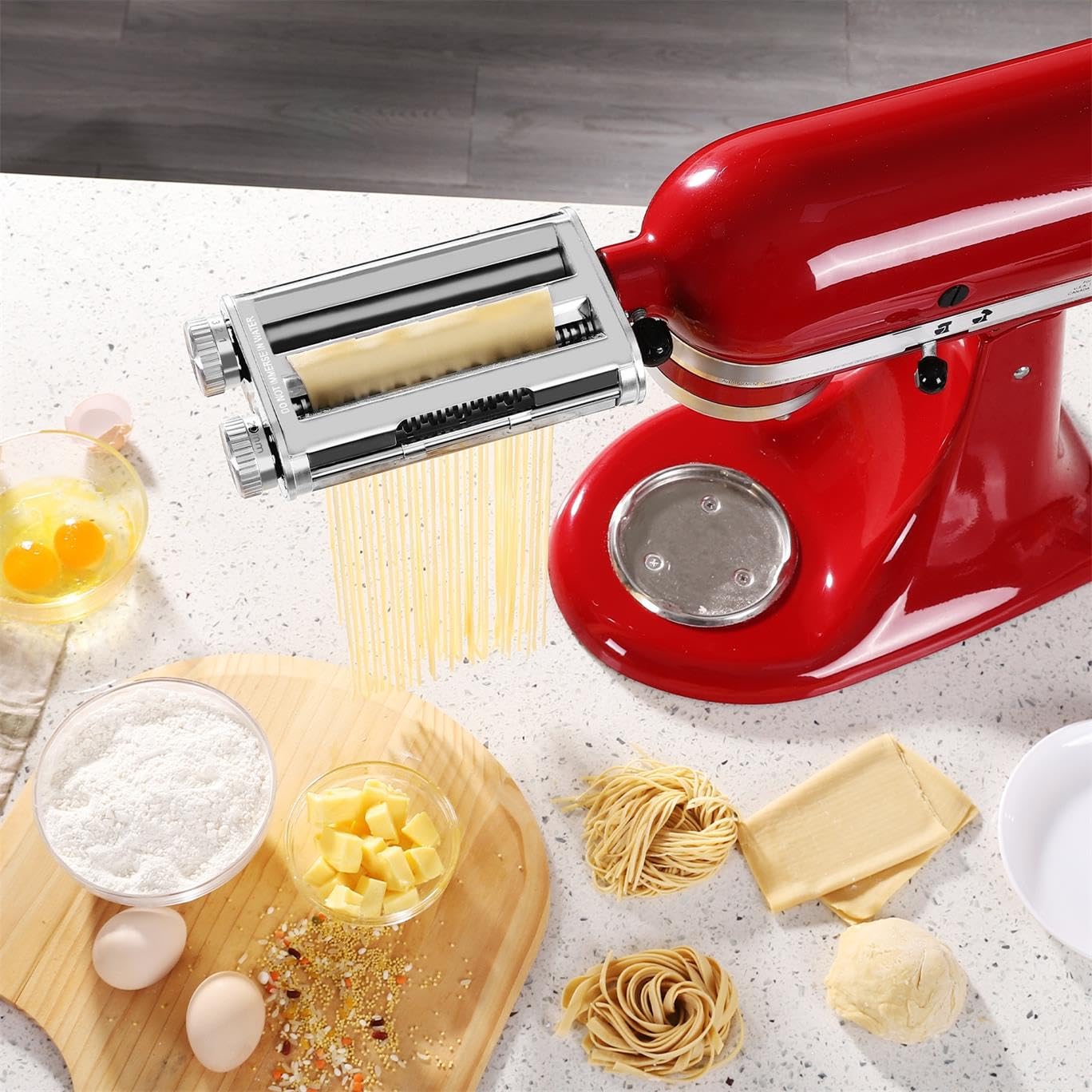3-in-1 KitchenAid Pasta Maker Attachment Set - Pasta Roller, Spaghetti & Fettuccine Cutter with Cleaning Brush | Perfect for Homemade Italian Pasta, Family Dinners & Restaurant-Style Meals