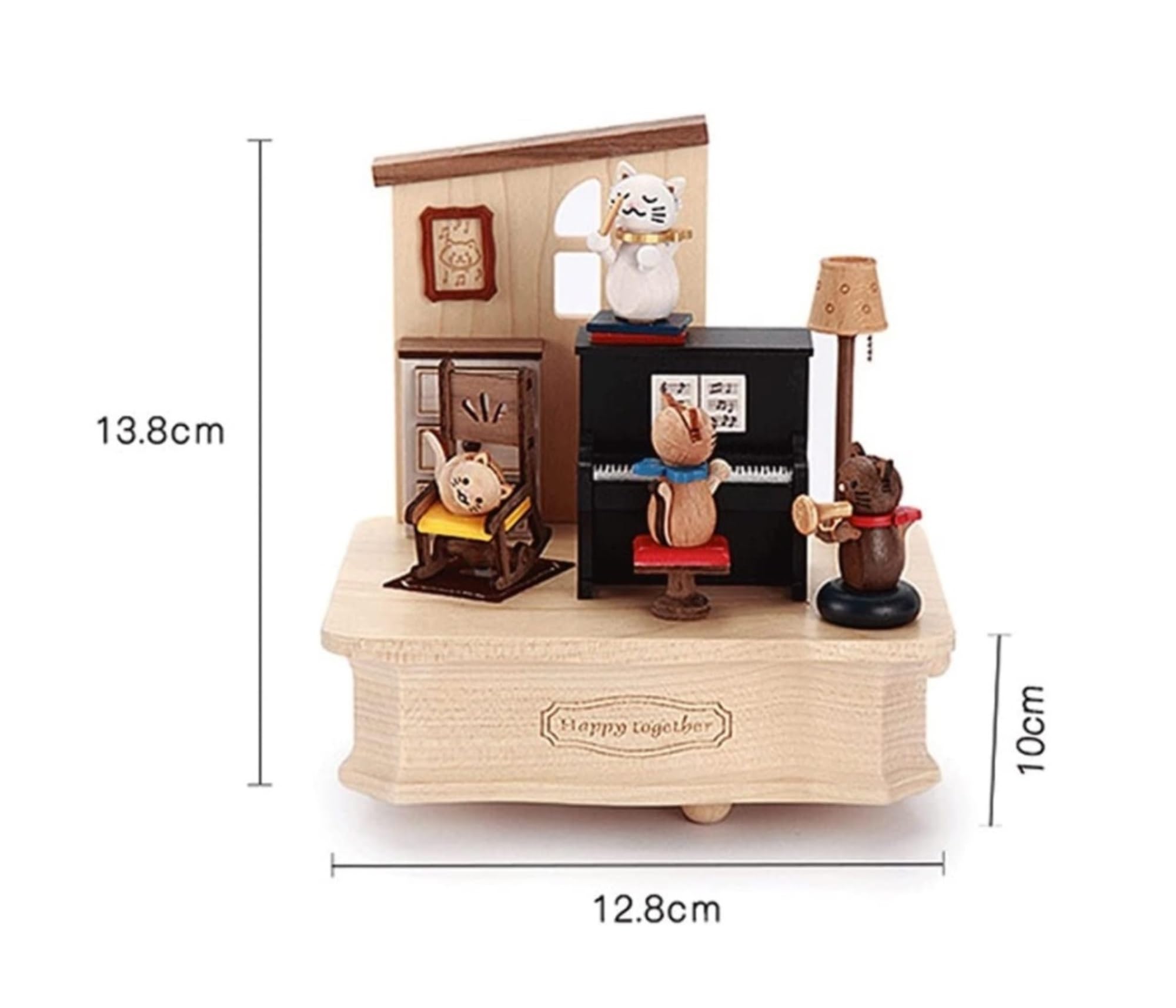 Cat Music Box - Handcrafted Piano Music Box Gift for Girls, Boys & Kids | Perfect Birthday Present with 4 Cats Conducting | Ideal for Bedroom Decor, Nursery, and Special Occasions