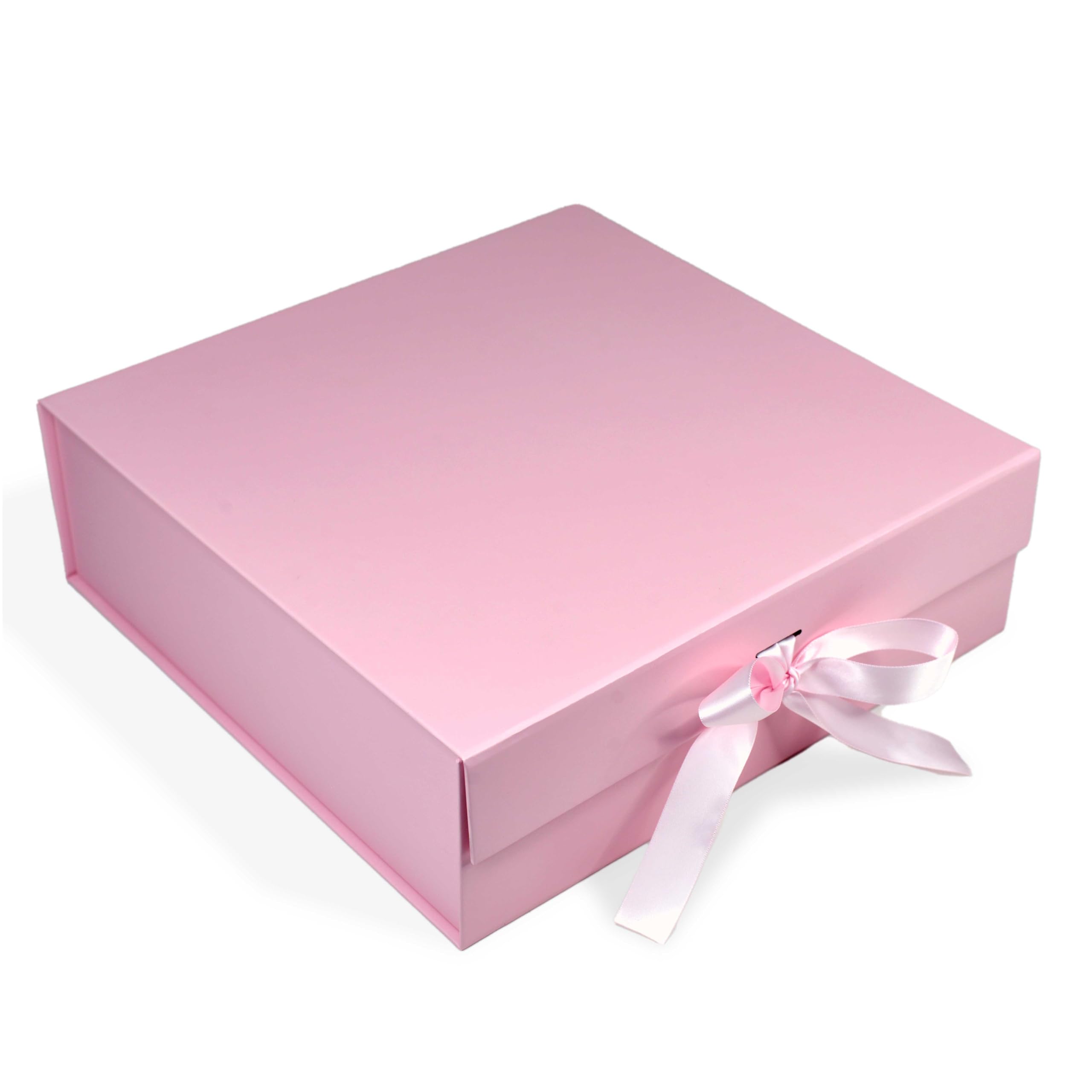 RBS® Large Gift Box with Ribbon - 34 x 33 x 10cm Valentine's Day Gift Packaging Box, Holds Up to 10kg - Multipurpose Gift Hamper for Shirts, Jewelry, Cosmetics & More (1 Pack, Pale Pink) - Perfect for Birthdays, Weddings & Corporate Gifts