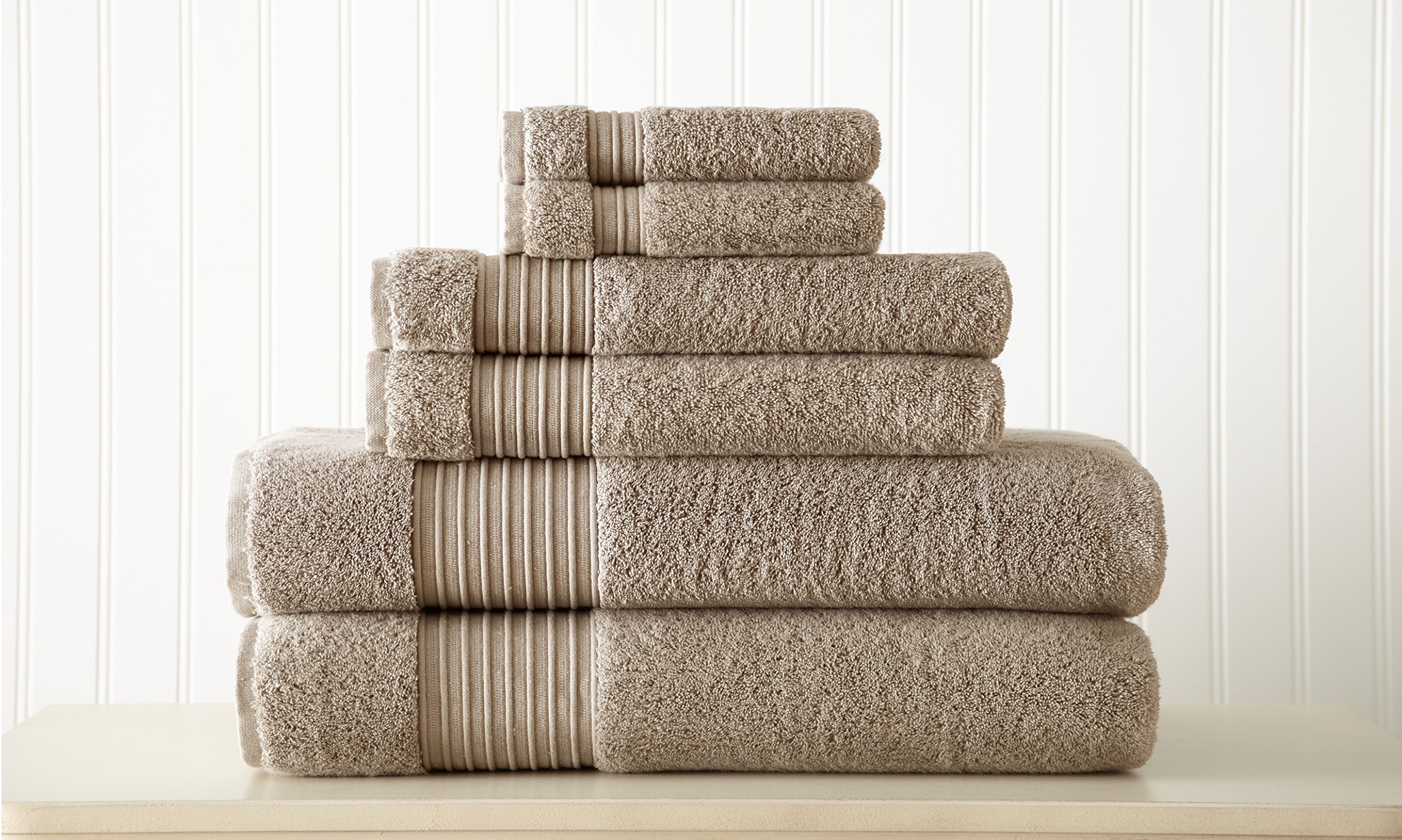 Amrapur Overseas 6-Piece Ultra Soft 700GSM 100% Turkish Cotton Towel Set [Taupe] - Luxury Bath & Spa Essentials for Home & Travel
