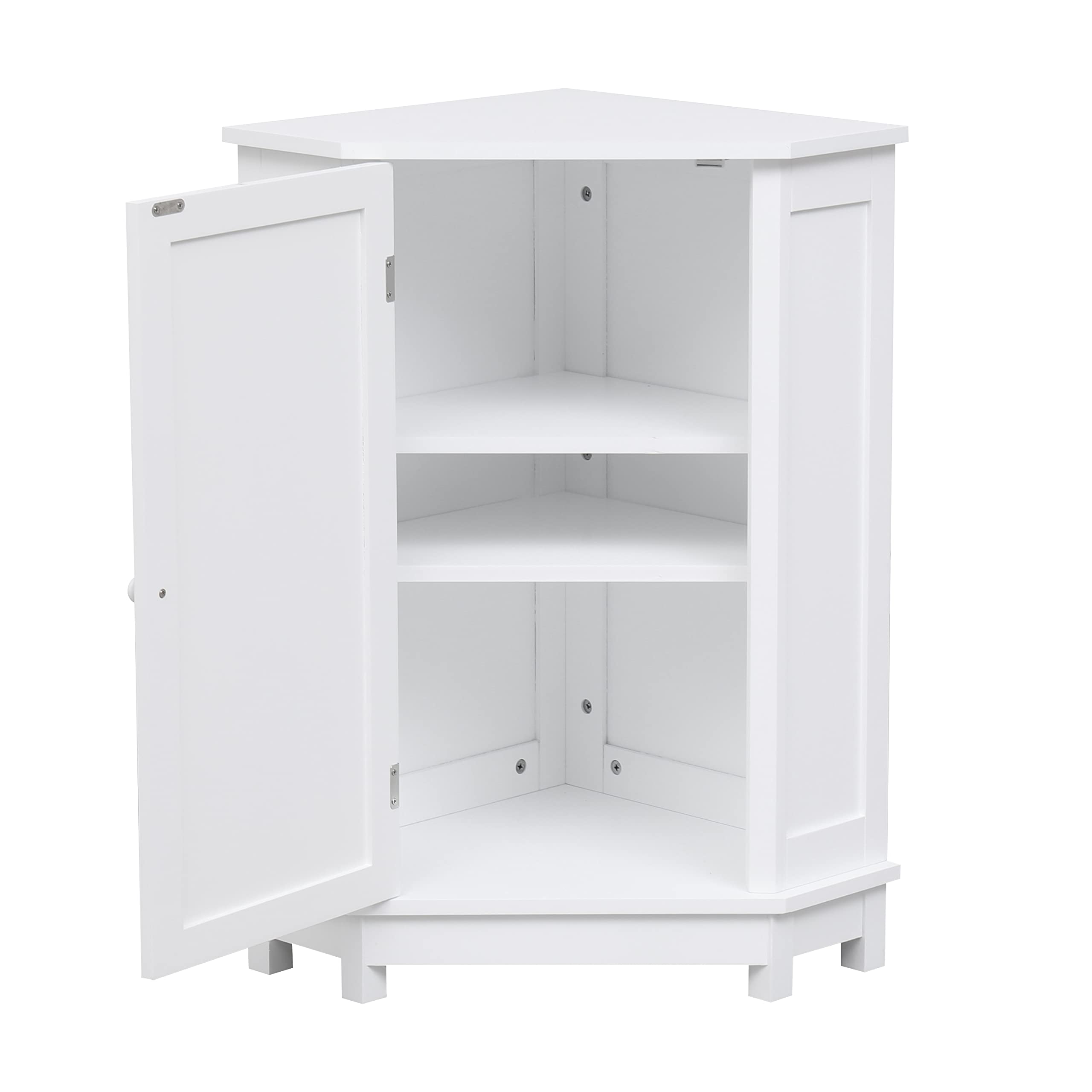 Merax White Corner Cabinet with Shelves - Bathroom, Kitchen & Living Room Floor Storage Organizer - Perfect for Small Spaces, Home Decor & Clutter-Free Organization