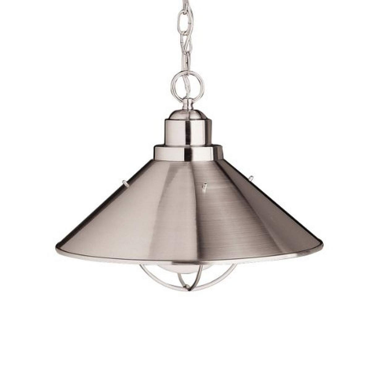 Kichler 2713NI Seaside Outdoor Pendant Light Fixture - 1-Light Brushed Nickel Finish - Weatherproof Hanging Light for Porch, Patio, and Entryway