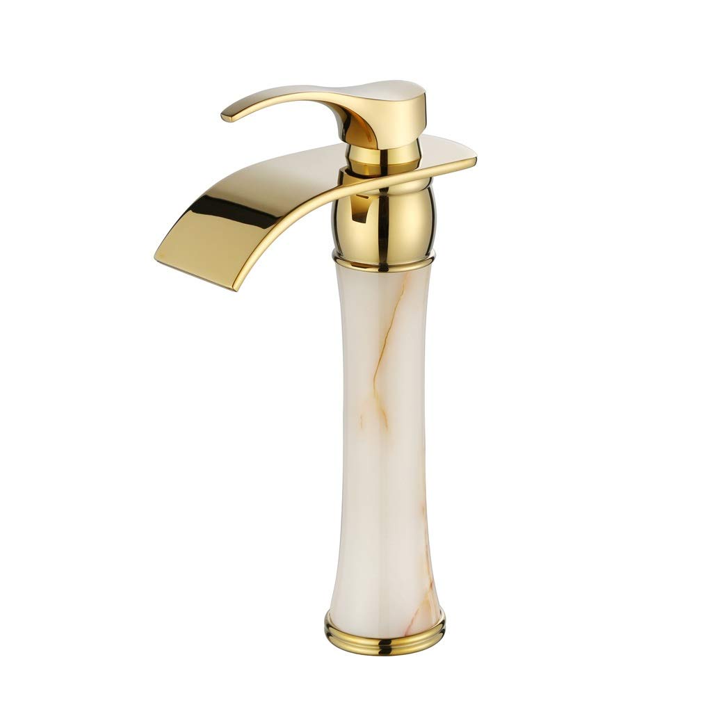 LEIGE Modern Single Handle Waterfall Bathroom Faucet - Brushed Nickel Stainless Steel Lavatory Sink Faucet Without Pop-Up Drain - Perfect for Vanity, Guest Bath & Powder Room Upgrades