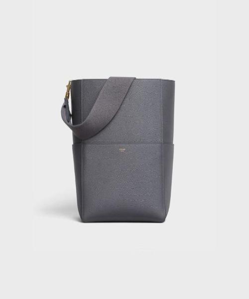 Celine Sangle Bucket Bag in Soft Grained Calfskin - Grey Luxury Leather Handbag for Women | Perfect for Work, Travel & Everyday Use
