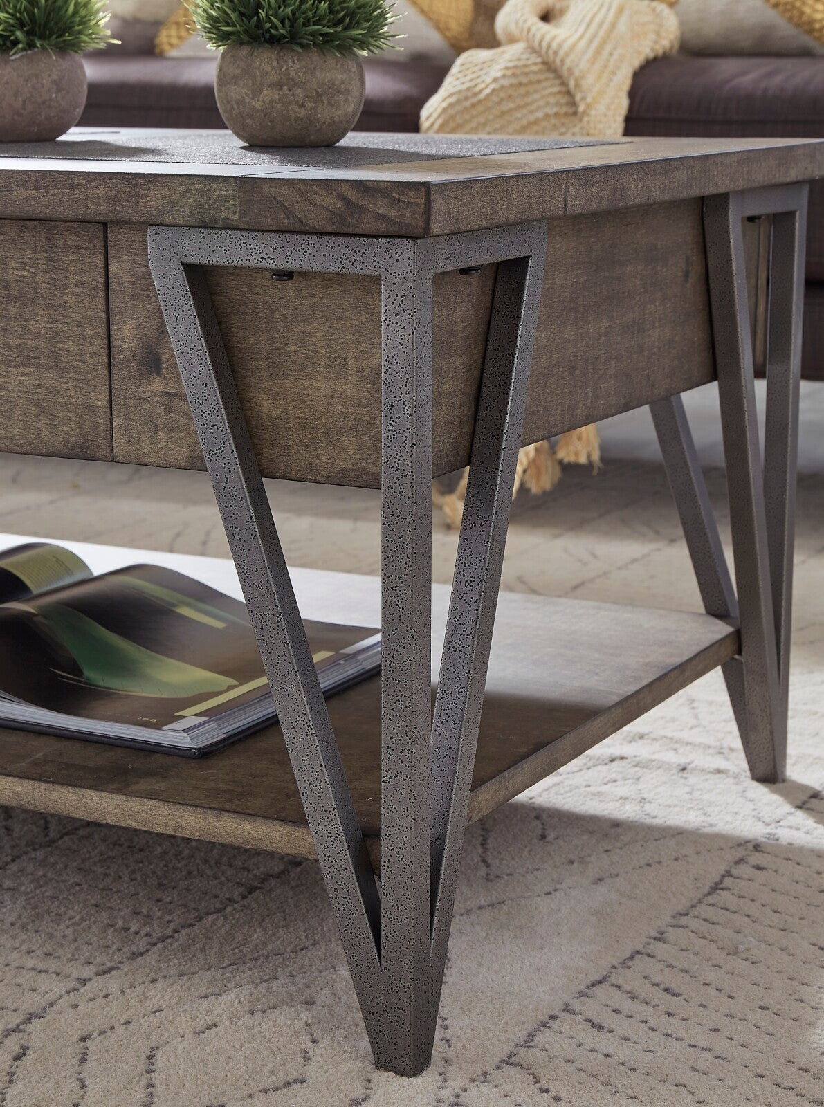 Industrial Style 3-Piece Coffee Table and End Table Set - Modern Living Room Furniture for Home & Office Decor