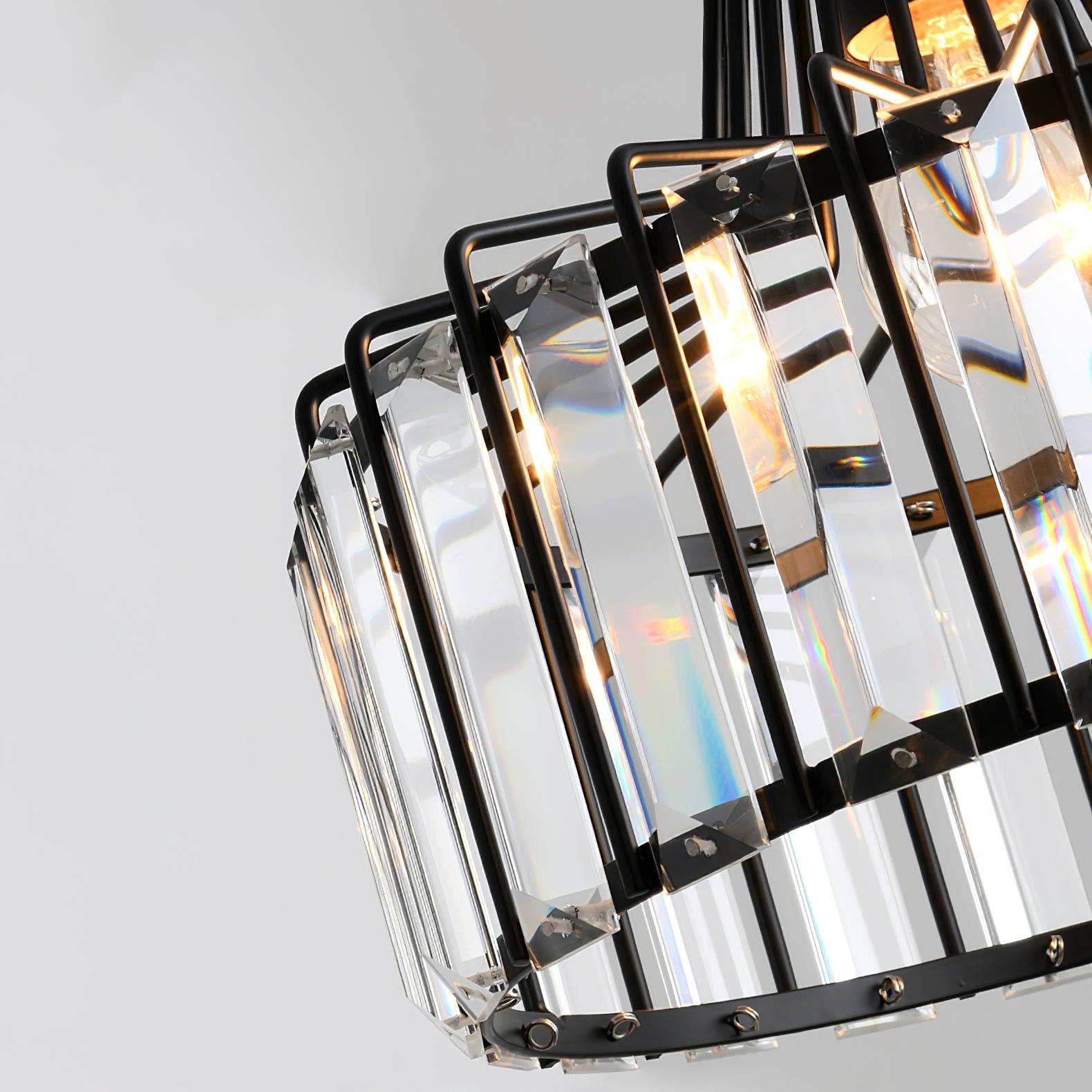 Crystal Drum Pendant Light - Modern Glass Ceiling Chandelier for Dining Room, Living Room & Bedroom Lighting Decor