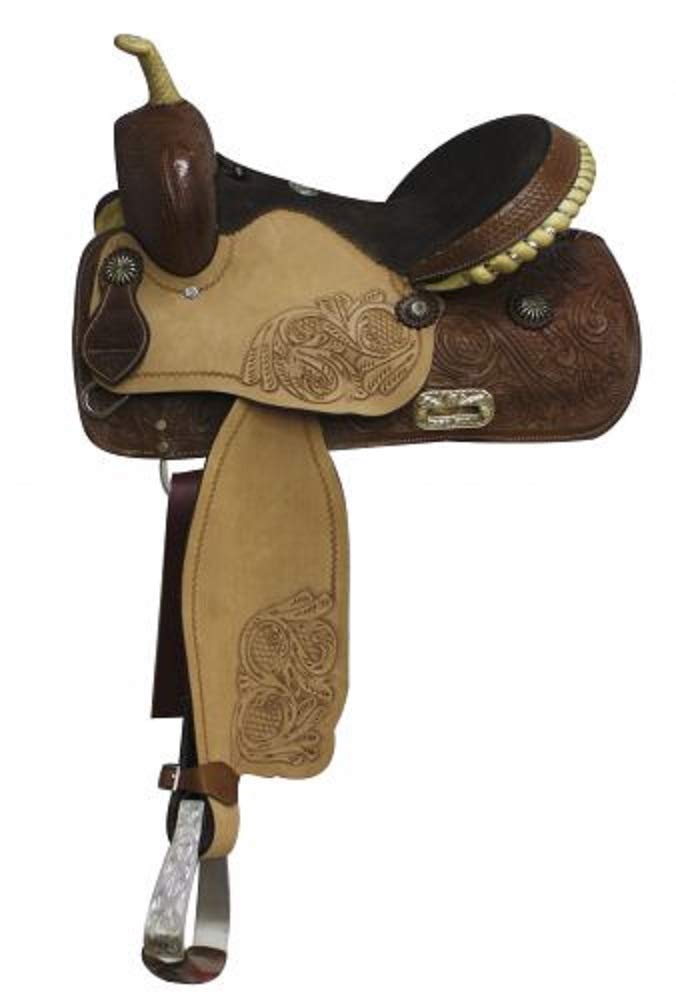 Double T Western Leather Barrel Racing Saddle - 15