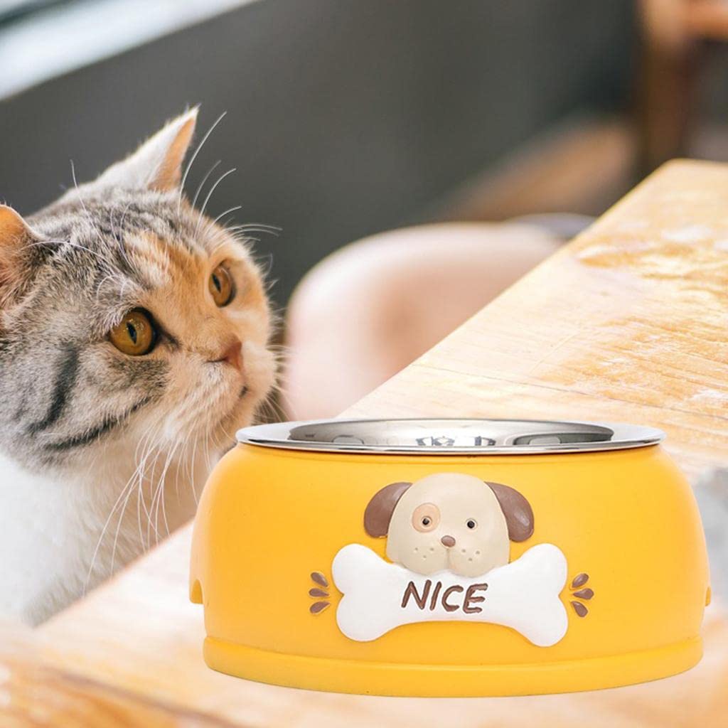 Premium Stainless Steel Pet Bowl for Dogs & Cats - Non-Slip Durable Pet Food & Water Dish - Yellow Pet Feeder for Indoor & Outdoor Use | Perfect for Mealtime & Travel | Pet Supplies, Dog & Cat Accessories