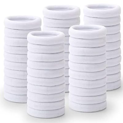 30pcs Seamless White Hair Ties for Women - No Break Hair Rubber Bands, Soft Ponytail Holders for Daily Use, Workout & Hair Styling