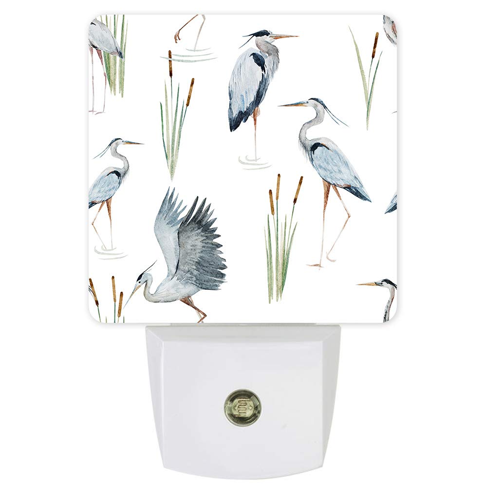 Auto Sensor LED Night Light - Heron in Water Plug-in Dusk to Dawn Light for Living Room, Bedroom, Kitchen, Hallway, Stairway | Nature Animal Decor | Perfect for Nighttime Safety & Ambient Lighting
