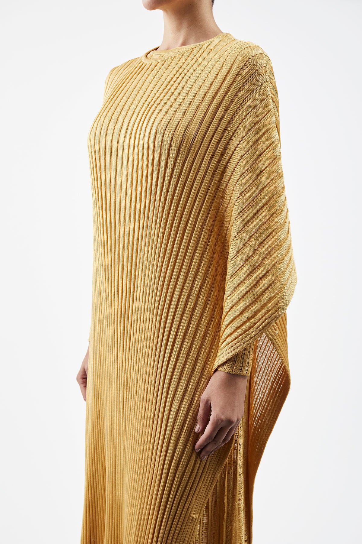 Taos Knit Poncho in Gold Silk - Women's Elegant Boho Chic Shawl Wrap for Fall & Winter | Perfect for Holidays, Parties & Casual Outings