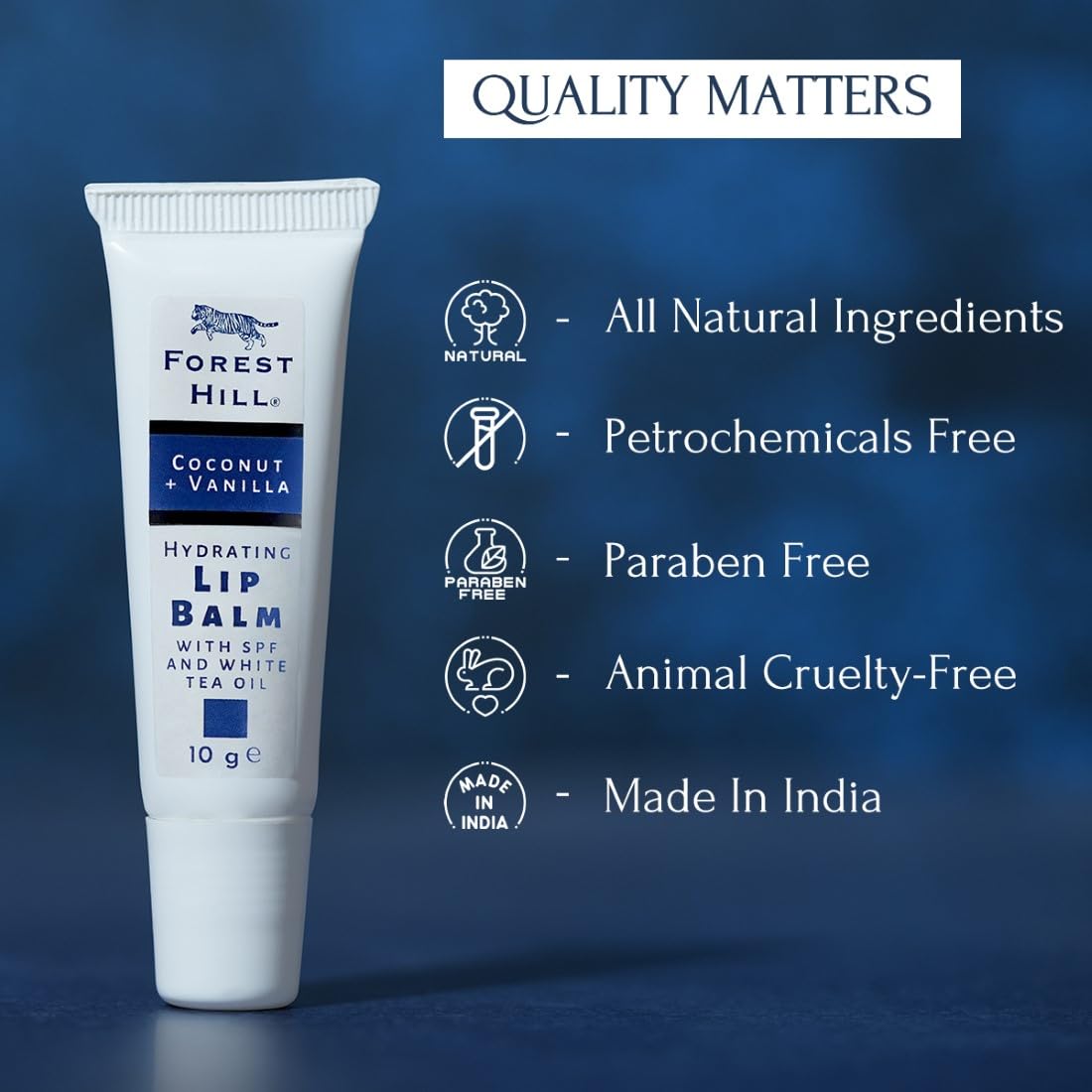 Forest Hill SPF 50 Lip Balm for Men - Coconut Oil, Avocado Butter & White Tea Infused - Heals Dry, Chapped & Cracked Lips - 10g Moisturizing Lip Care - Perfect for Outdoor Activities, Hiking & Winter Protection