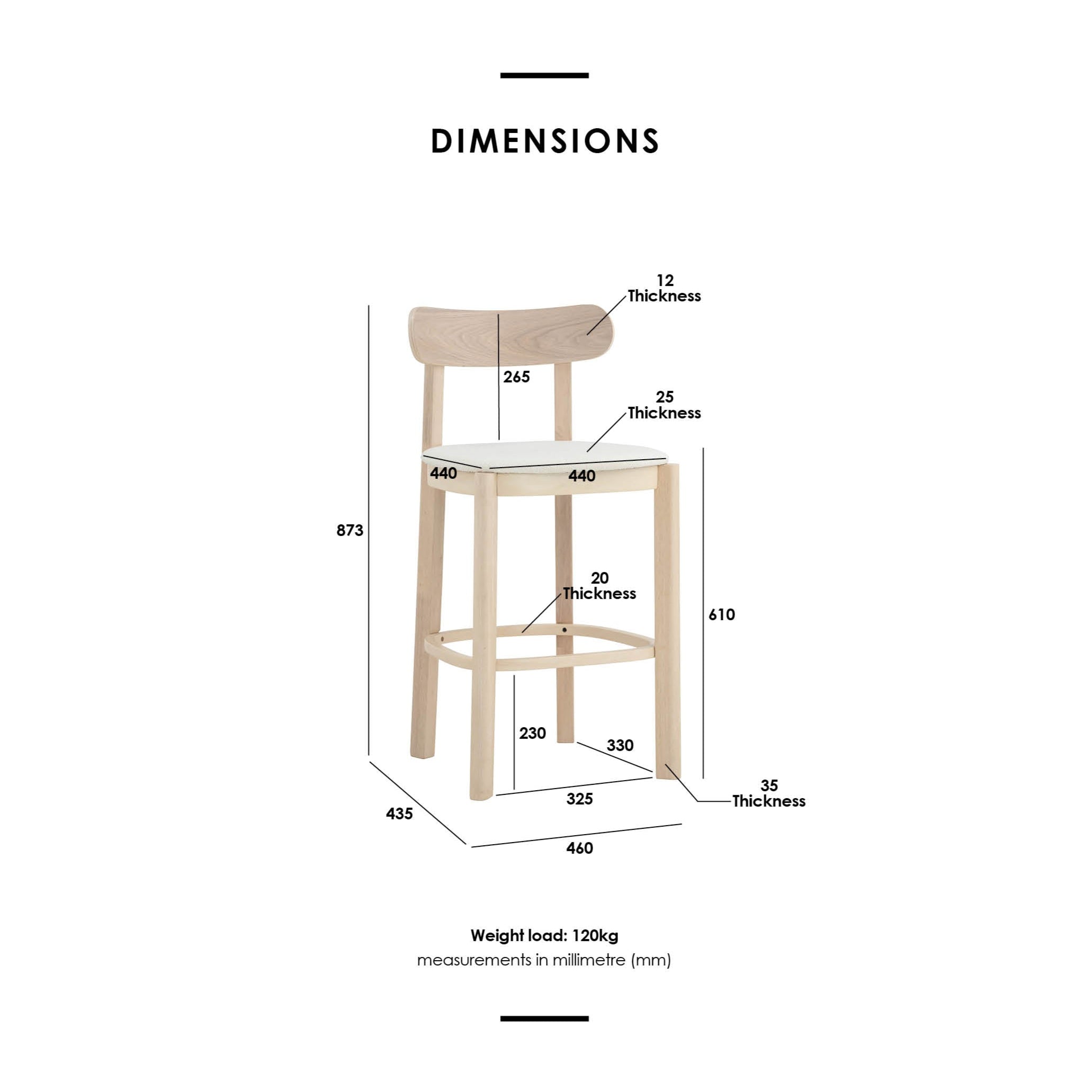 Premium LOWEN Bar Stool - Light Grey Fabric Upholstered Counter Height Stool with Back Support - Perfect for Kitchen Islands, Breakfast Bars & Home Decor