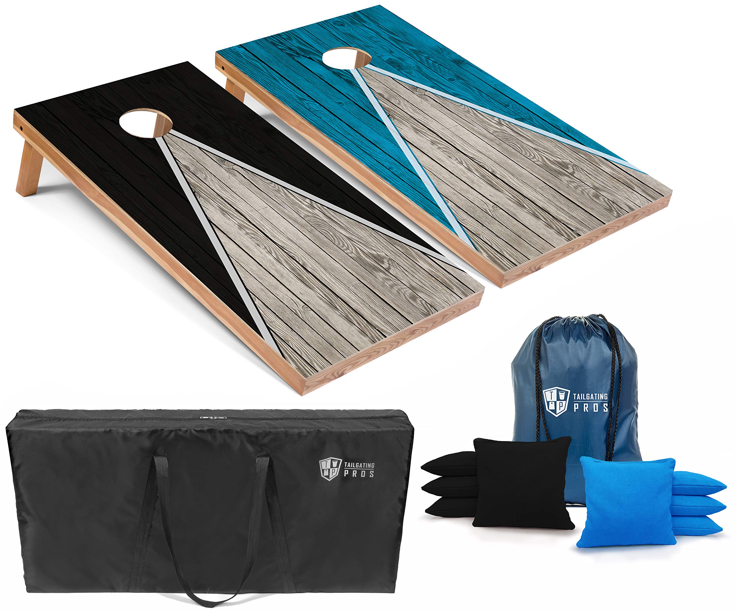Regulation Cornhole Board Set with LED Ring Lights - 4'x2' Lightweight Pyramid Design for Tailgating, Backyard Parties & Outdoor Games - Perfect for BBQs, Camping & Sports Events