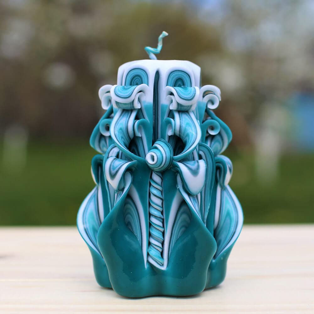 Unique Hand-Carved Teal Magic Candles - Best Mother's Day Gift Ideas - Premium Scented Soy Wax Candles for Home Decor, Relaxation & Romantic Ambiance