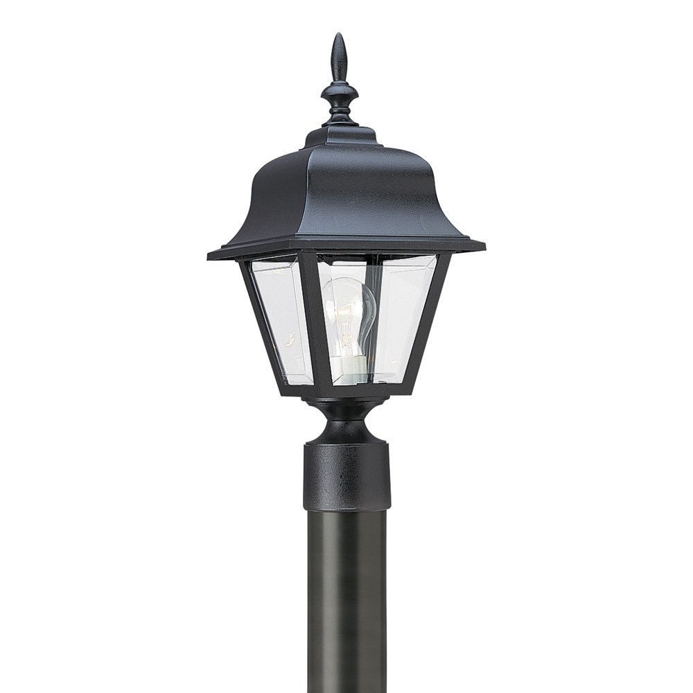 Sea Gull Lighting 8255-12 Black Outdoor Post Lantern - Weatherproof Polycarbonate Exterior Light Fixture for Porch, Garden & Pathway Lighting