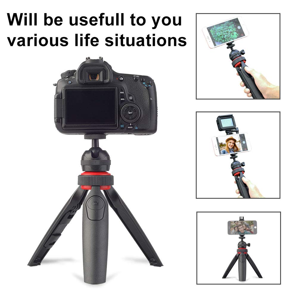 Portable Mini Tripod Stand for Smartphone & Camera - 360° Rotation with Remote Shutter for Travel & Vlogging