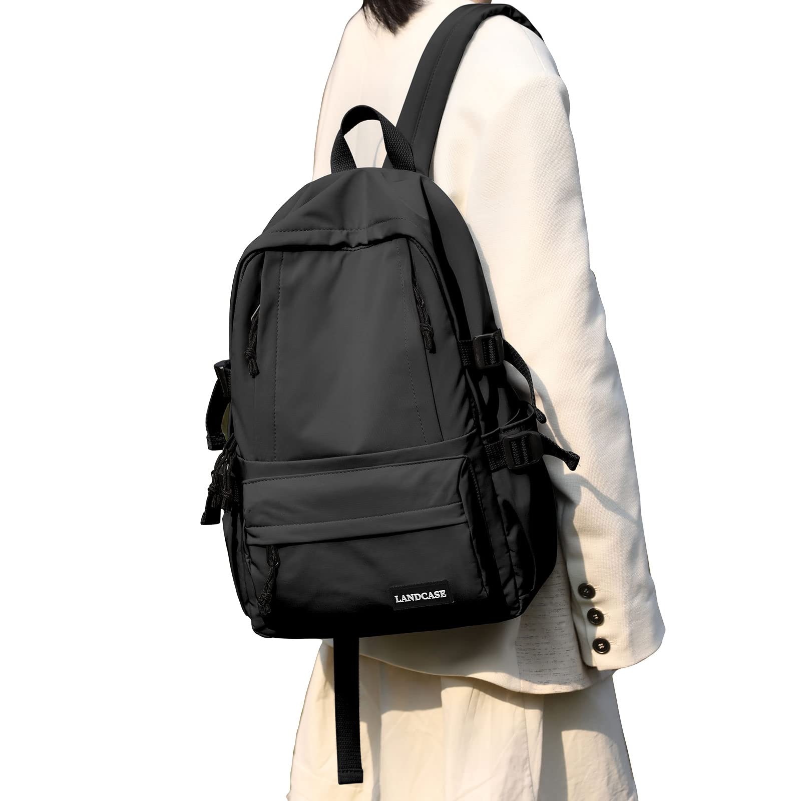 Stylish Black School Backpack for Girls & Women - Lightweight College Backpack, Small Travel Daypack for Teens & Boys, Mini Laptop Backpack with Dedicated Laptop Compartment - Perfect for High School, College, Work & Casual Everyday Use