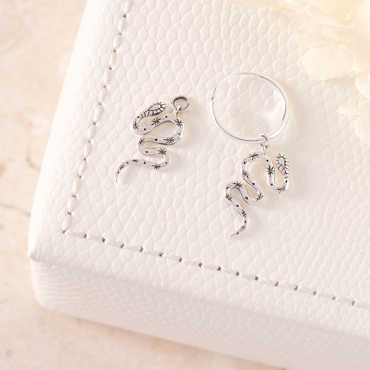 Mystic Serpent Ear Charms for Women - Sterling Silver Snake Earrings for Pierced Ears - Boho Gothic Jewelry for Parties, Halloween, and Everyday Wear