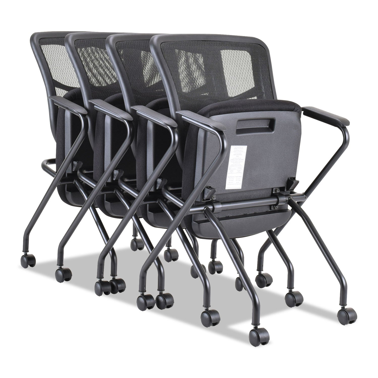 Alera Elusion Mesh Nesting Chairs with Padded Arms - 275 lb Weight Capacity, 18.11