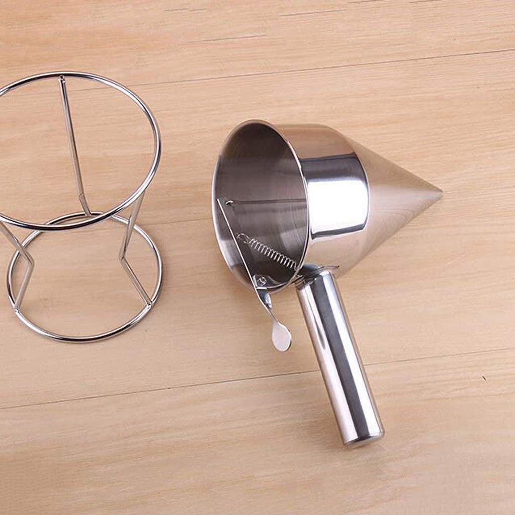 Premium Stainless Steel Piston Funnel - Kitchen Baking Tool for Sauce, Cream & Batter Dispensing | Perfect for Funnel Cakes, Pancakes, Desserts & DIY Cake Decorating | Durable Bakery Accessory for Home & Professional Use