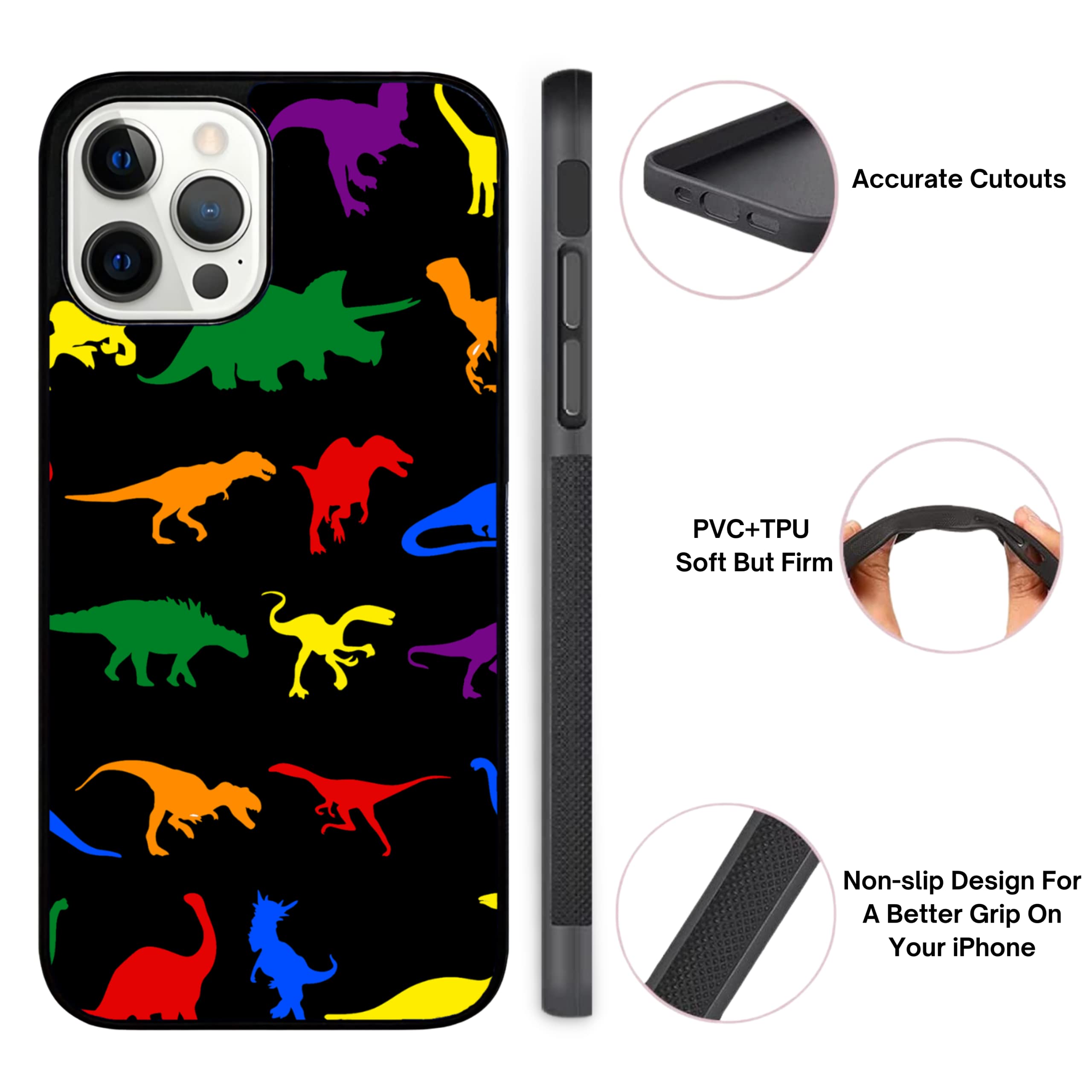 Rainbow Dinosaur T-Rex Fossil Skeleton LGBT Pride iPhone 13 Case - Durable Shockproof Slim TPU Rubber Cover for iPhone 13 - Perfect for Pride Events, LGBTQ+ Support & Dinosaur Enthusiasts