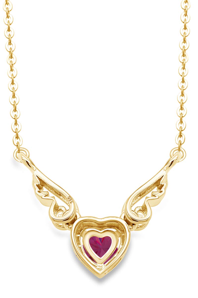 14K Gold Over Sterling Silver Angel Wings Heart Pendant Necklace - Perfect for Valentine's Gifts, Anniversaries & Romantic Occasions