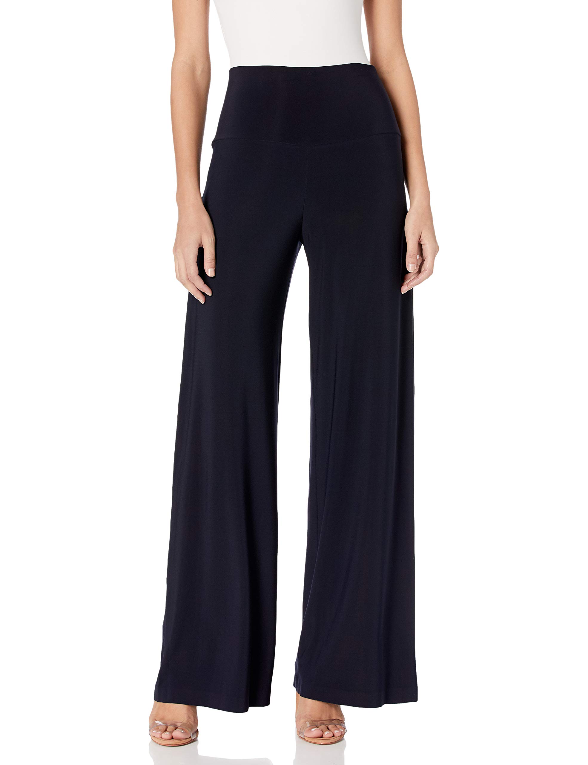 Norma Kamali Women's Straight Leg Pants - High Waist Office Trousers, Comfortable Stretch Work Pants for Business Casual & Professional Wear
