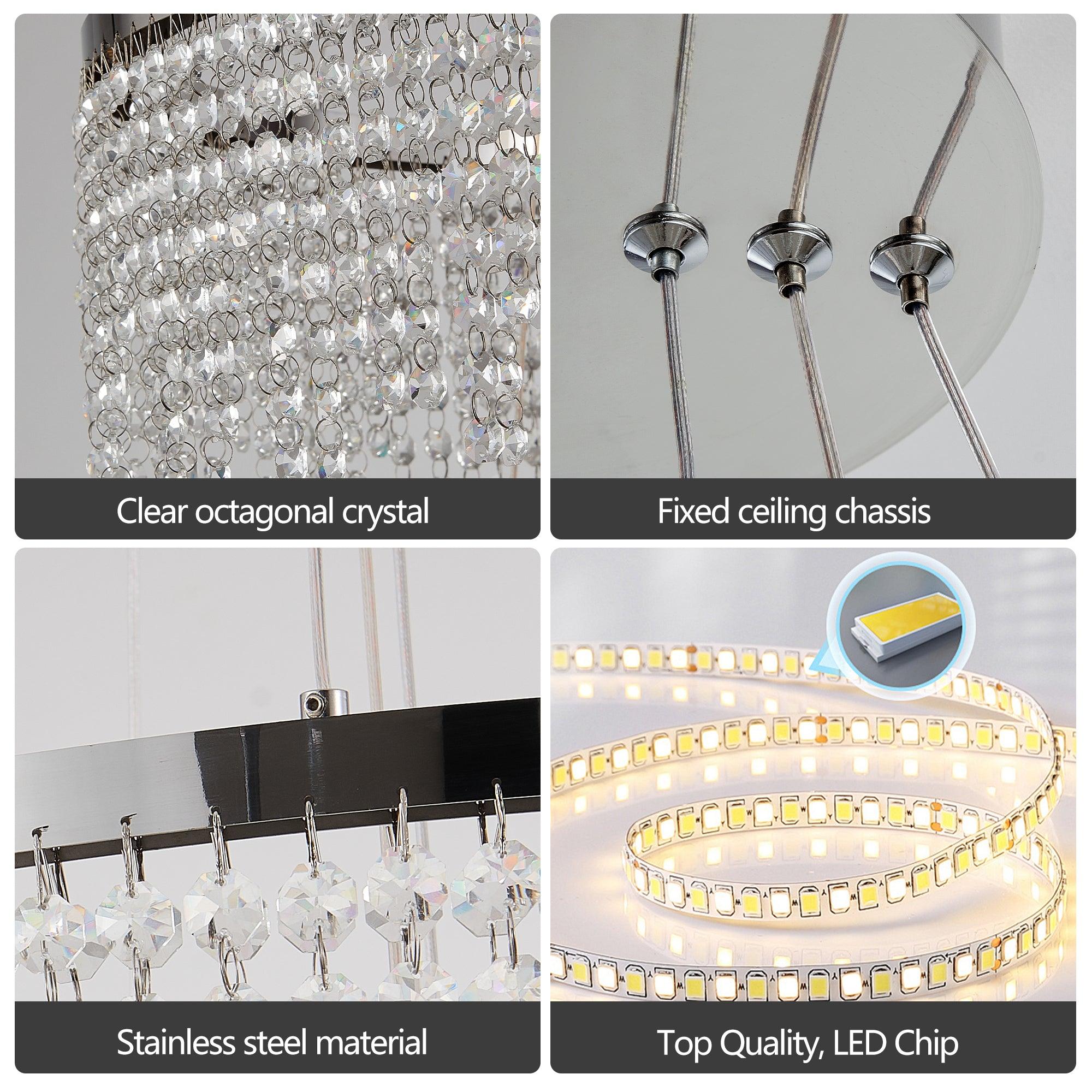 23.6 Inch Modern Crystal Chandelier - Luxury Hanging Ceiling Lamp with Elegant Pendant Design for Dining Room, Bedroom & Living Room Lighting Decor