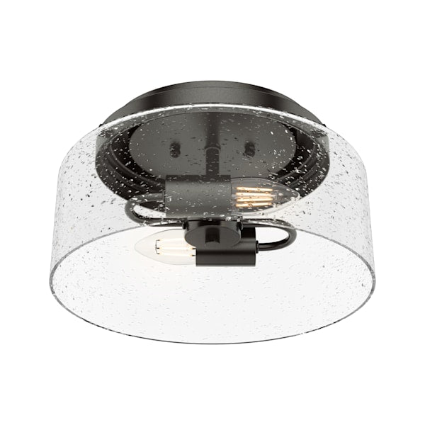 Hunter Hartland 2-Light Flush Mount Ceiling Light Fixture in Noble Bronze Finish - Perfect for Bedroom, Hallway, and Entryway Lighting