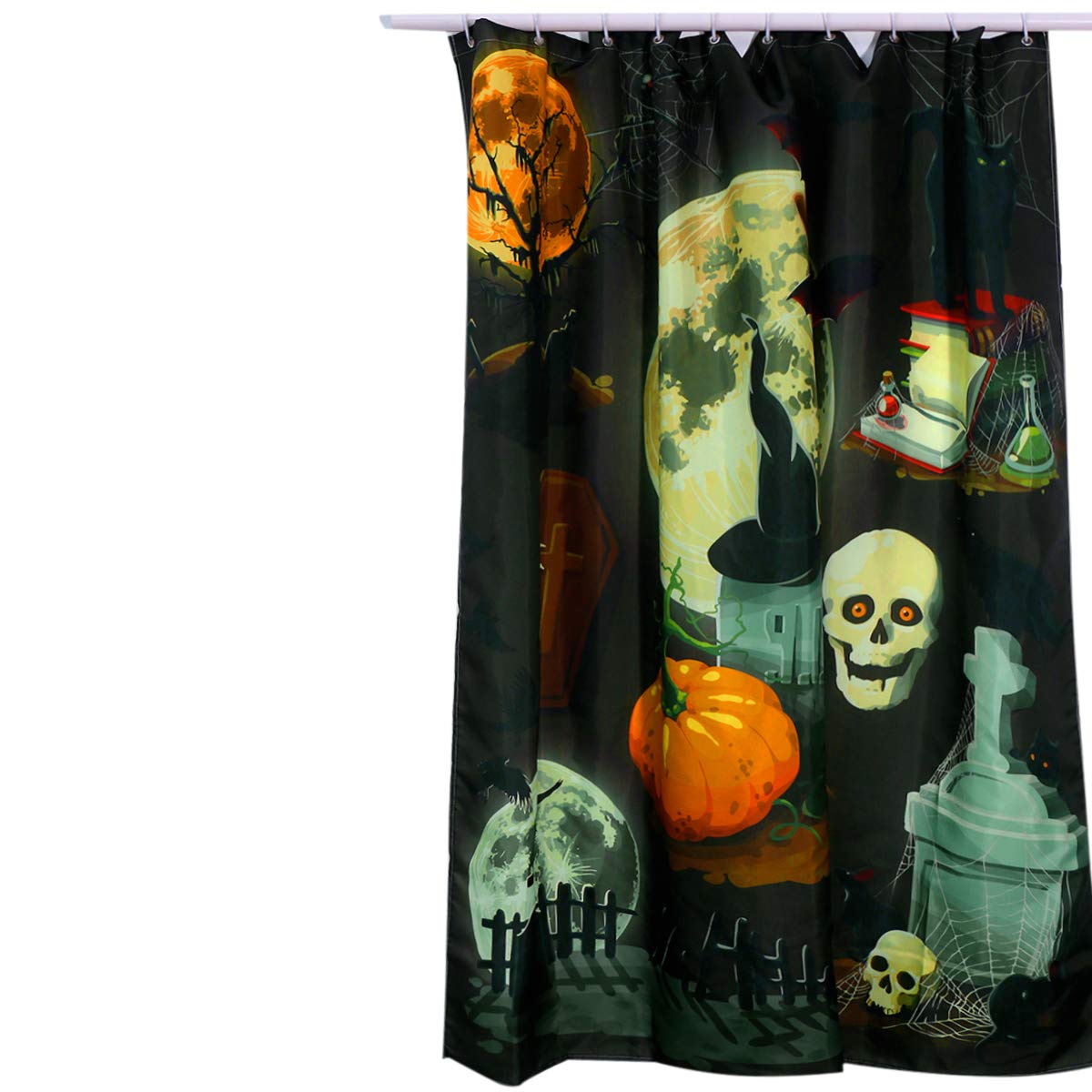 Amosfun Halloween Shower Curtain - Waterproof Polyester Bathroom Decor with Themed Print | Perfect for Halloween Party Decorations & Spooky Bathroom Makeovers