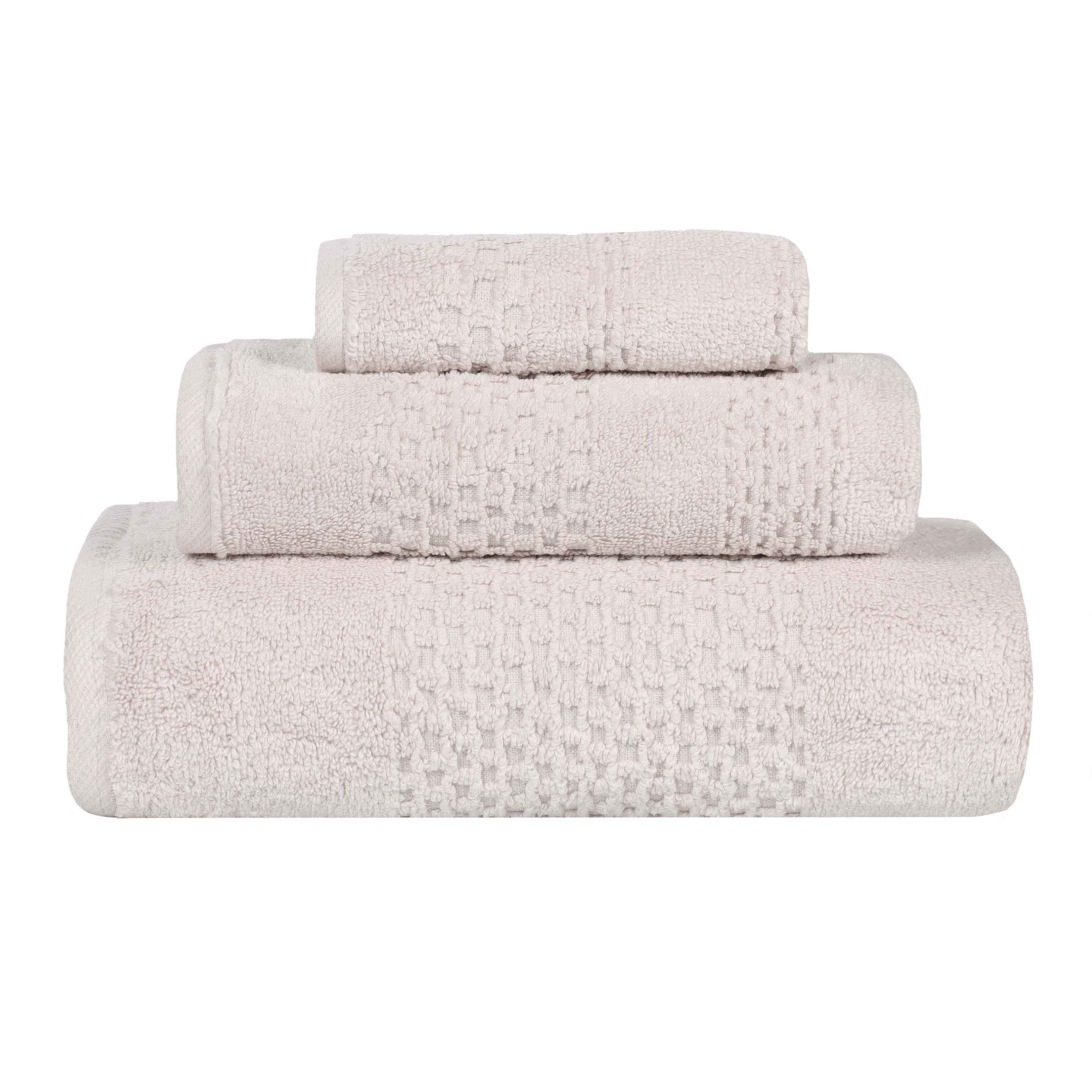Playa Zero Twist Cotton Solid Waffle Textured 3-Piece Bath Towel Set | Soft & Absorbent | Perfect for Spa, Beach & Home Use