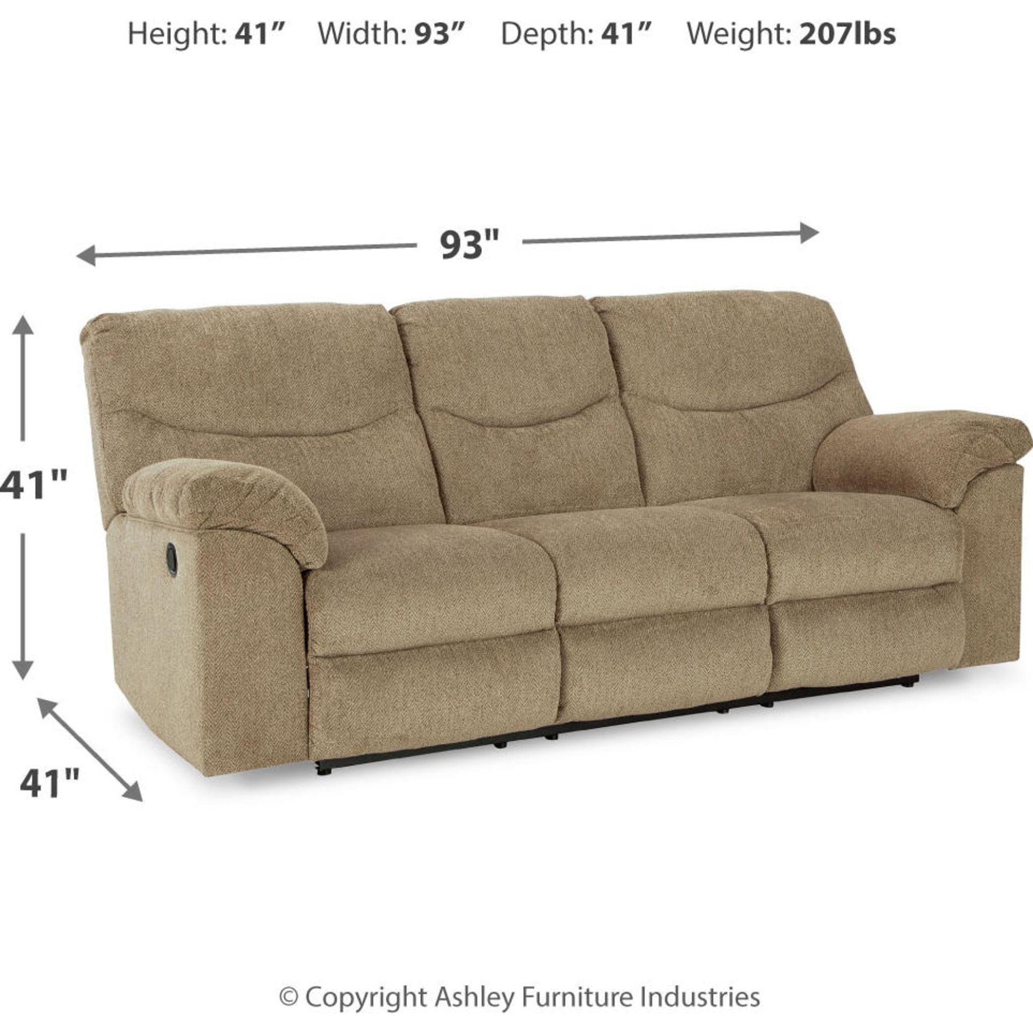 Alphons Reclining Sofa - Modern Comfortable Recliner Couch with Adjustable Backrest for Living Room, Home Theater, and Family Room Relaxation