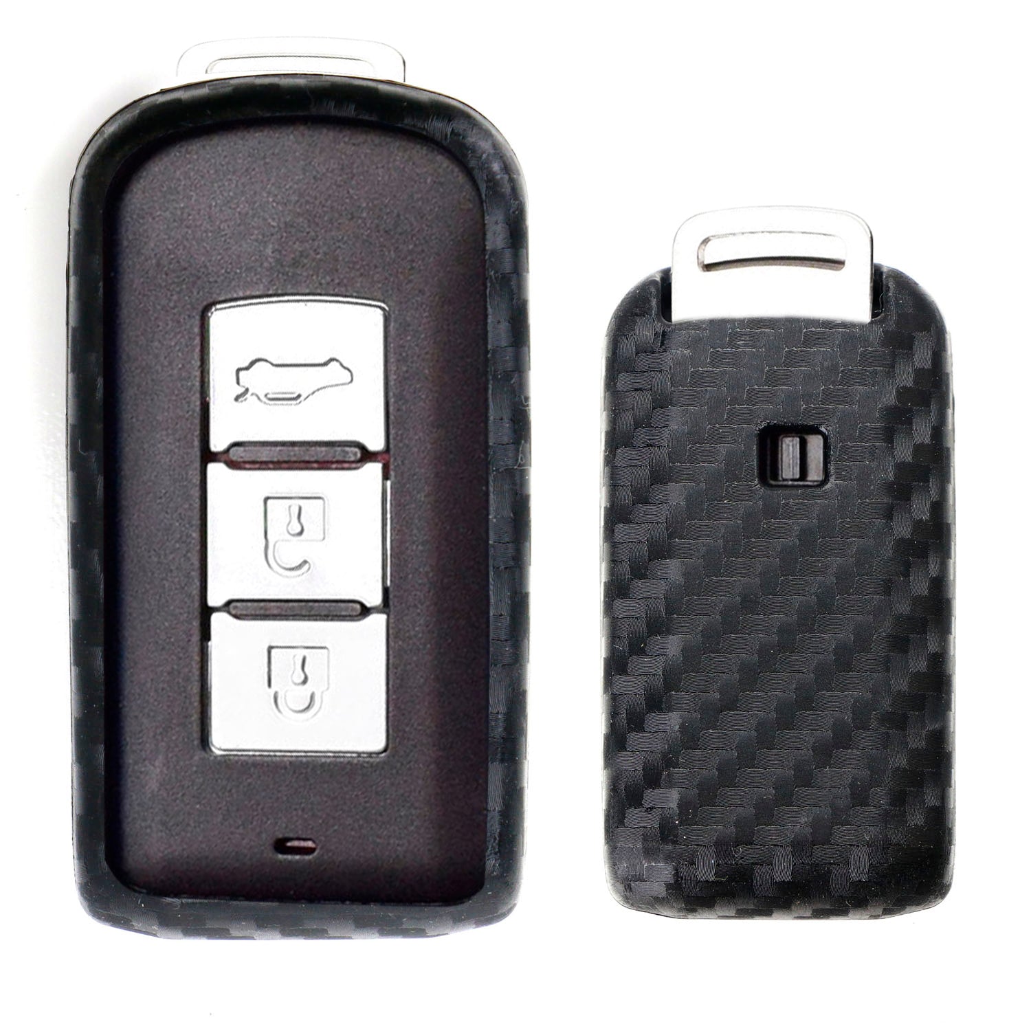 Premium Carbon Fiber Soft Silicone Key Fob for Mitsubishi Lancer Evolution & Outlander - Durable Car Key Cover with Stylish Protection (Perfect for Everyday Use, Gifts & Car Enthusiasts)