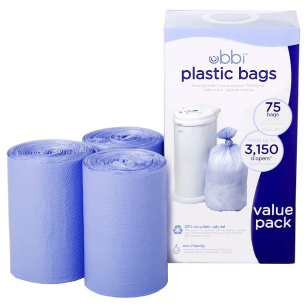 Ubbi Disposable Diaper Pail Plastic Bags - 120 Count, Scented Trash Bags for Diaper Genie & Ubbi Pails | Perfect for Nursery, Baby Room & Diaper Changing Stations