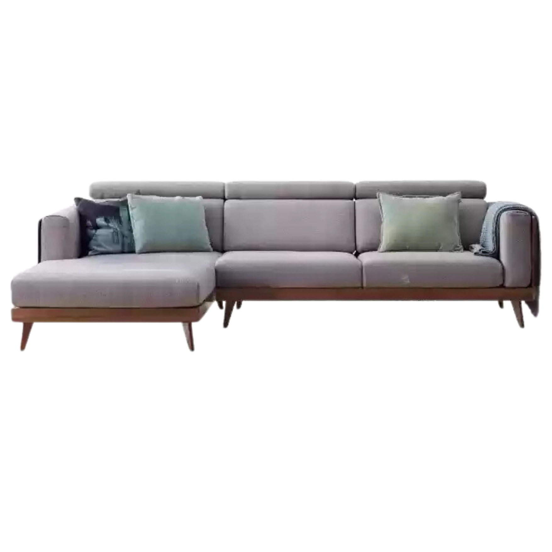 104.3x66.9х32.7 inch / 265.5x170x83сm / Rich Dark Walnut color / Black Walnut three-person corner right chaise (frame conjoined) (two colors of fabric optional)