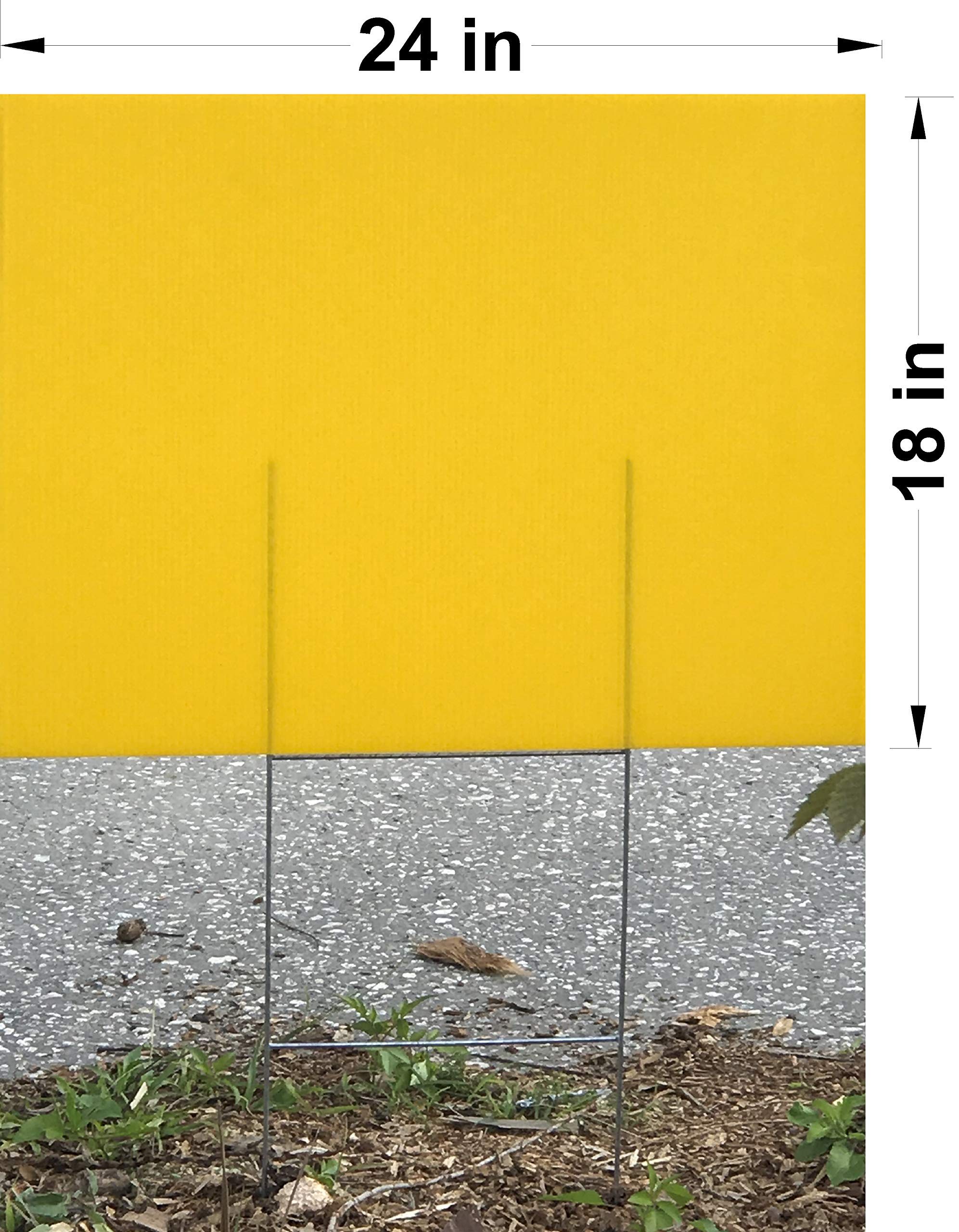 50 Yellow Yard Signs 18x24 Inch with Stakes - for Garage Sale, Rent, Open House