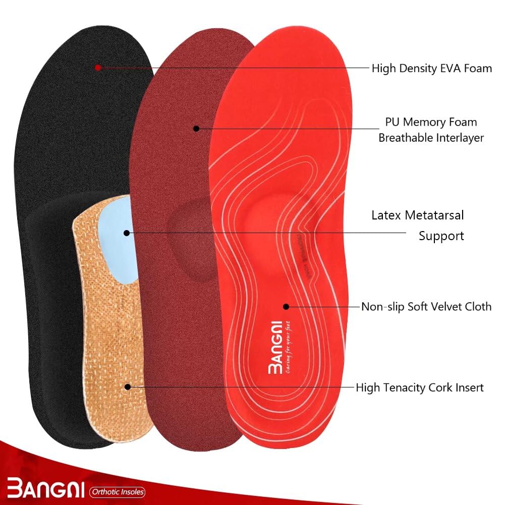 3ANGNI Orthotic Arch Support Insoles for Plantar Fasciitis Relief - Flat Feet, High Arch & Pronation Support - Metatarsal Pain Relief Inserts for Men & Women - Perfect for Running, Walking & Standing All Day