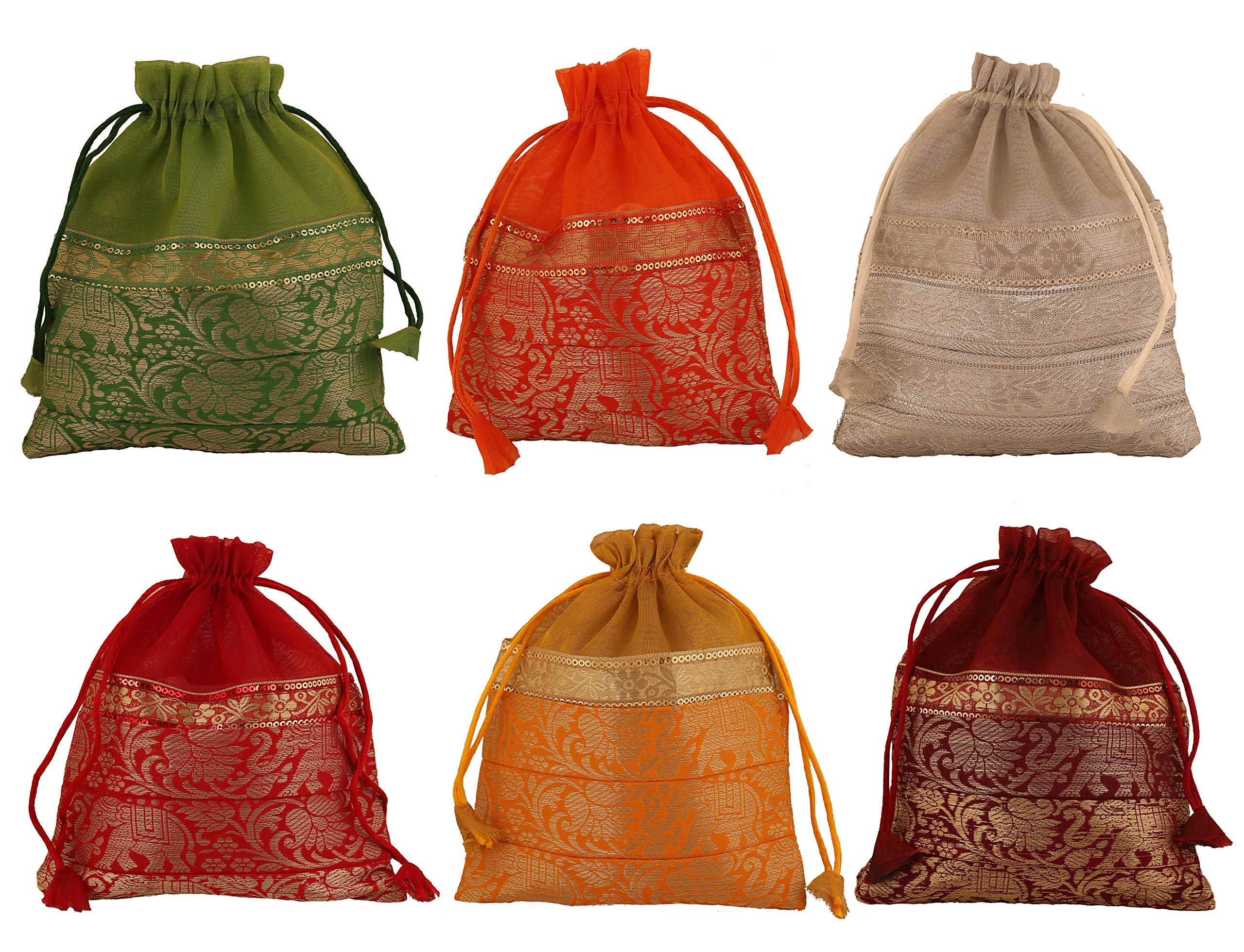 Handcrafted Indian Brocade Potli Bags for Wedding Gifts & Jewelry