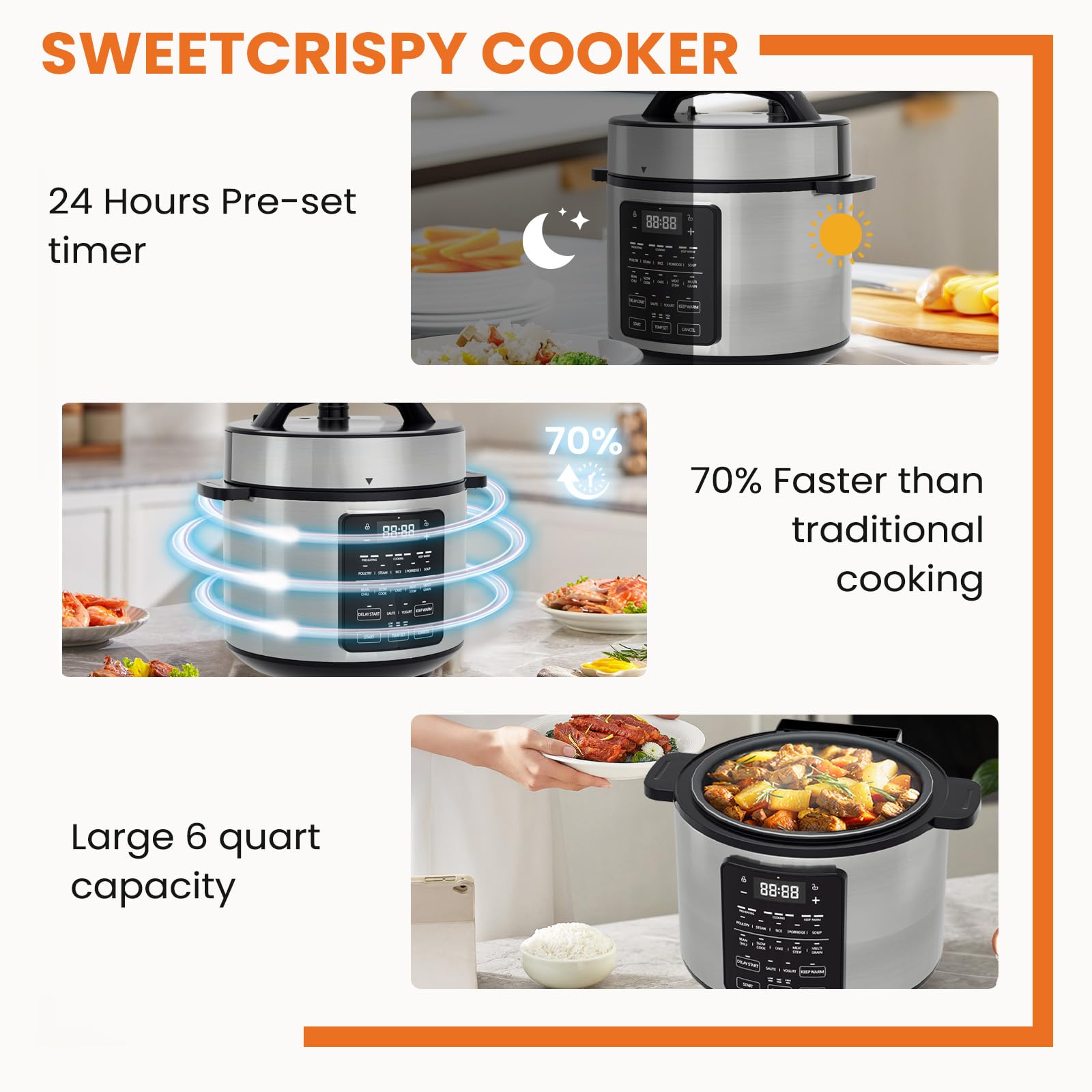 AYMXZTE 9-in-1 Electric Pressure Cooker 6 Quart - Multi-Cooker with Steamer, Yogurt Maker, Warmer, Sterilizer, Saute, Slow Cooker, Rice Cooker & Egg Cooker | Perfect for Meal Prep, Family Dinners & Healthy Cooking