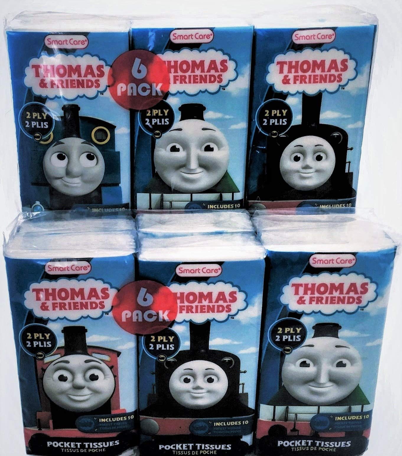 Smart Care Thomas & Friends Pocket Facial Tissues - 2 Ply Travel Size (12 Individual Packs) | Soft & Portable Tissues for Kids, On-the-Go, Cars, School & Travel Essentials
