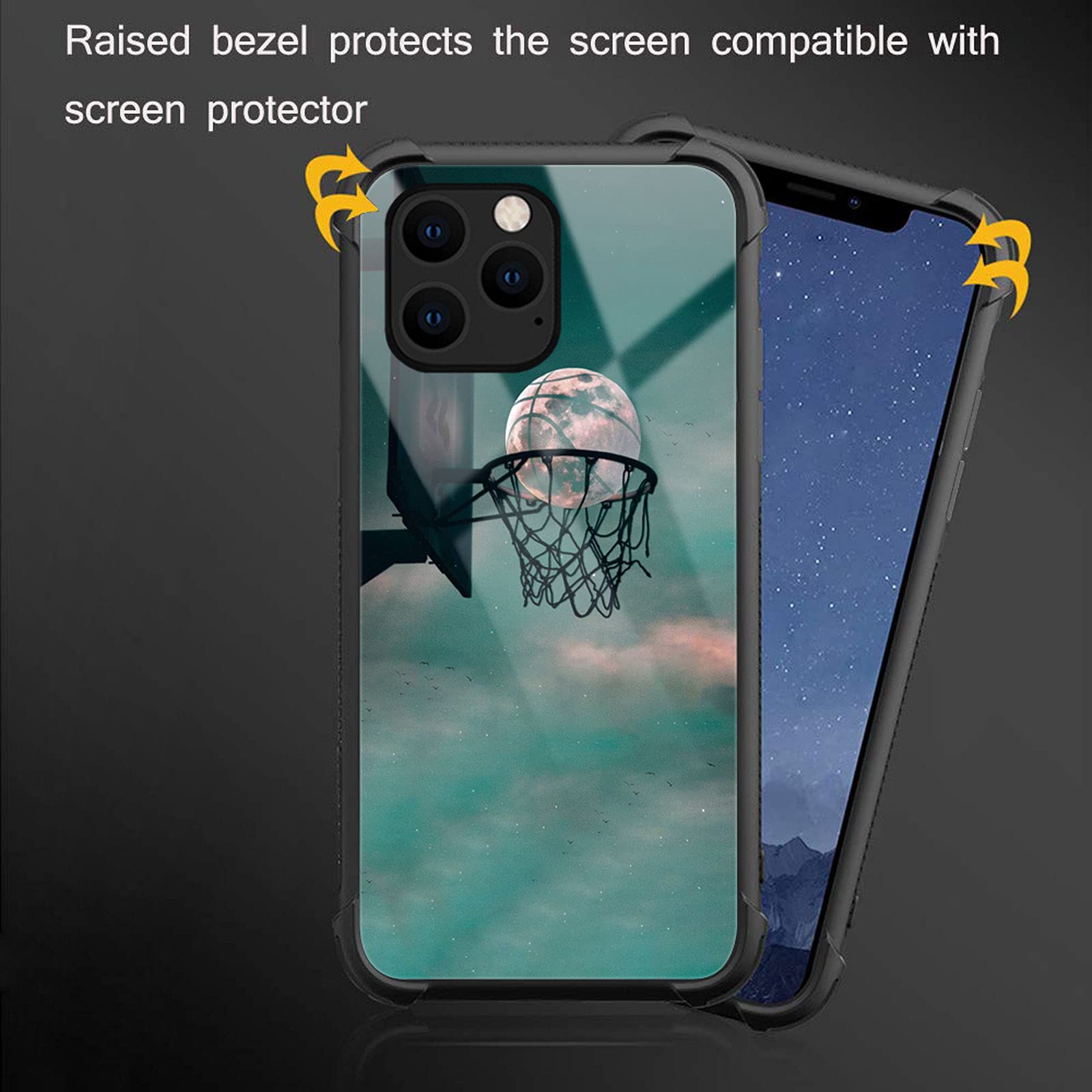 CARLOCA iPhone 13 Pro Max Case - Moon Basketball Love Graphic Design, Shockproof Anti-Scratch Protective Cover with Drop Protection | Perfect for Sports Fans, Outdoor Activities & Daily Use