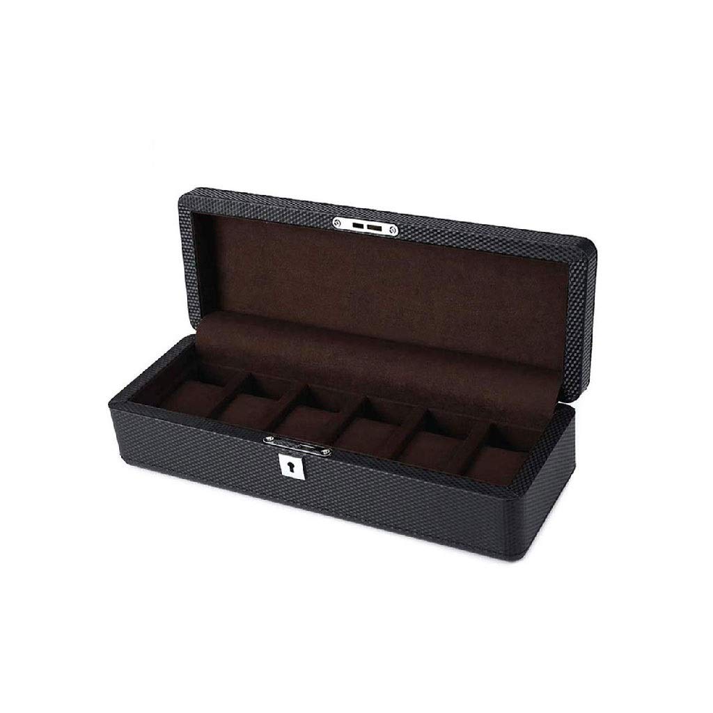 Premium 6-Slot Leather Watch Box with Glass Top - Jewelry Storage Organizer & Display Case for Men & Women - Perfect for Travel, Gifts, and Home Decor (Black)